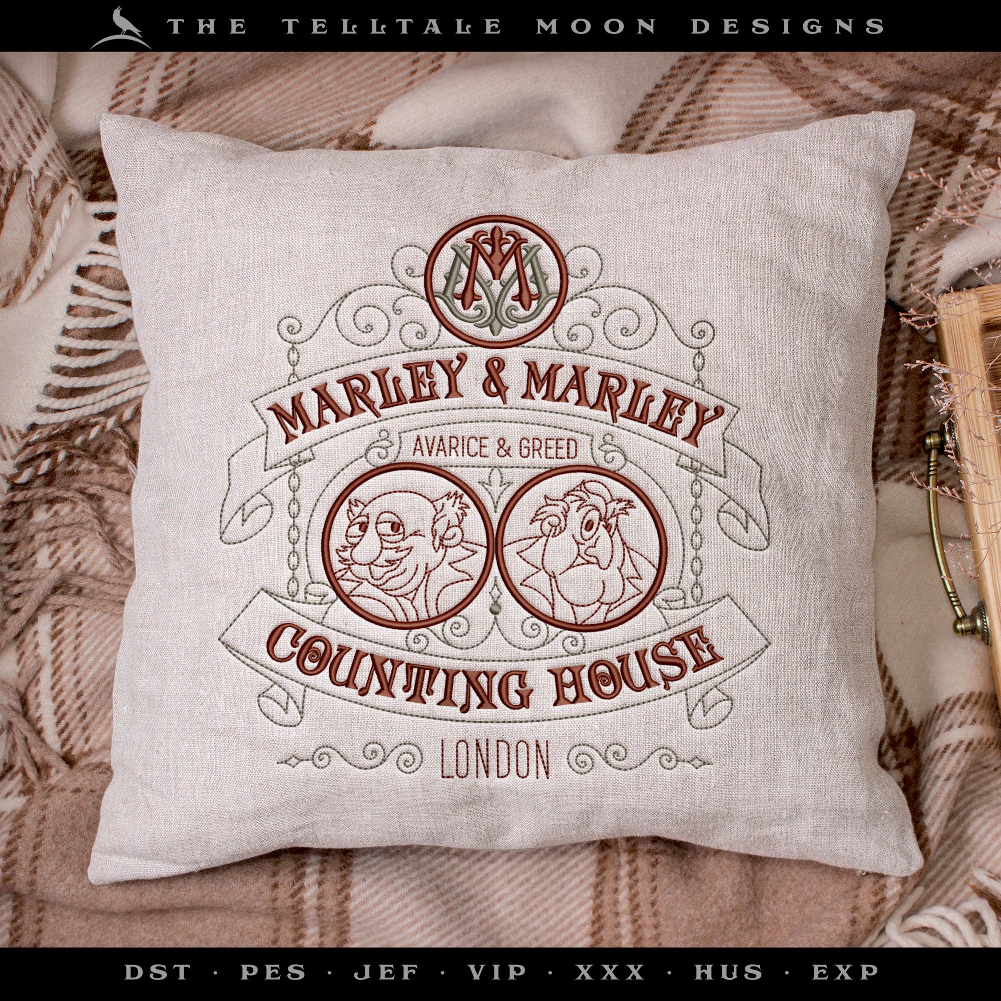 Embroidery: "Marley and Marley Counting House" - Seven Sizes Between 5 and 12 Inches