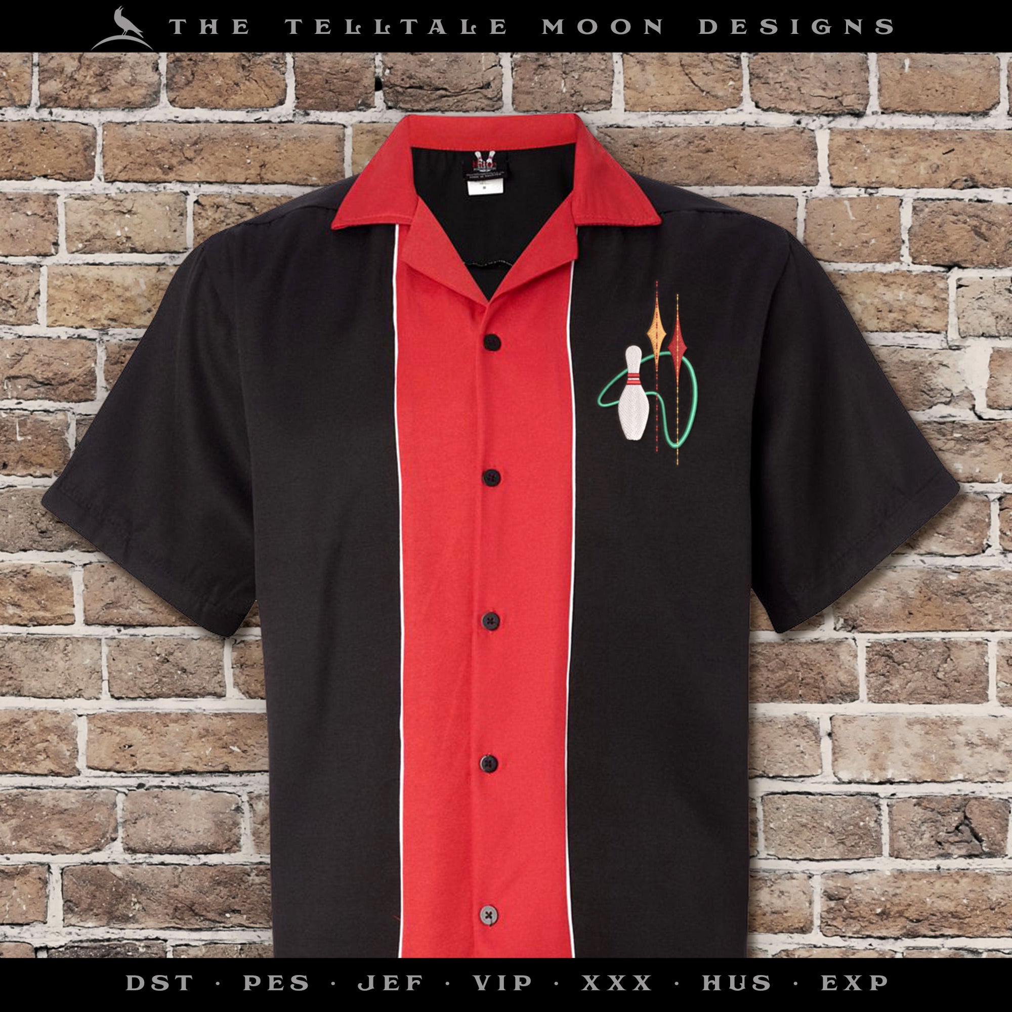 Embroidery: Mid Century Modern Atomic Bowling Design, in Several Sizes