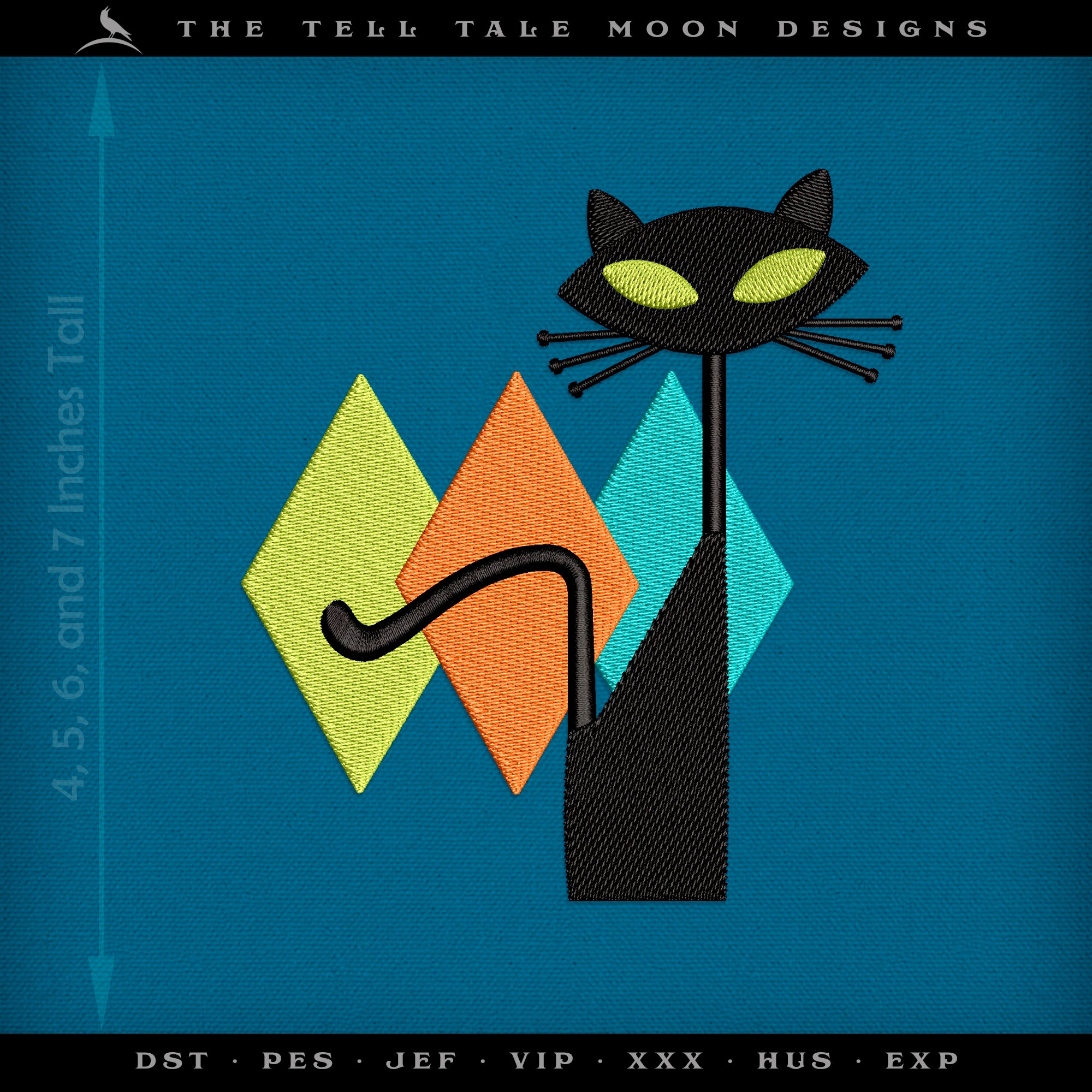 Atomic Lounge Kitty – Four Sizes 4 to 7 Inches – Midcentury Neon