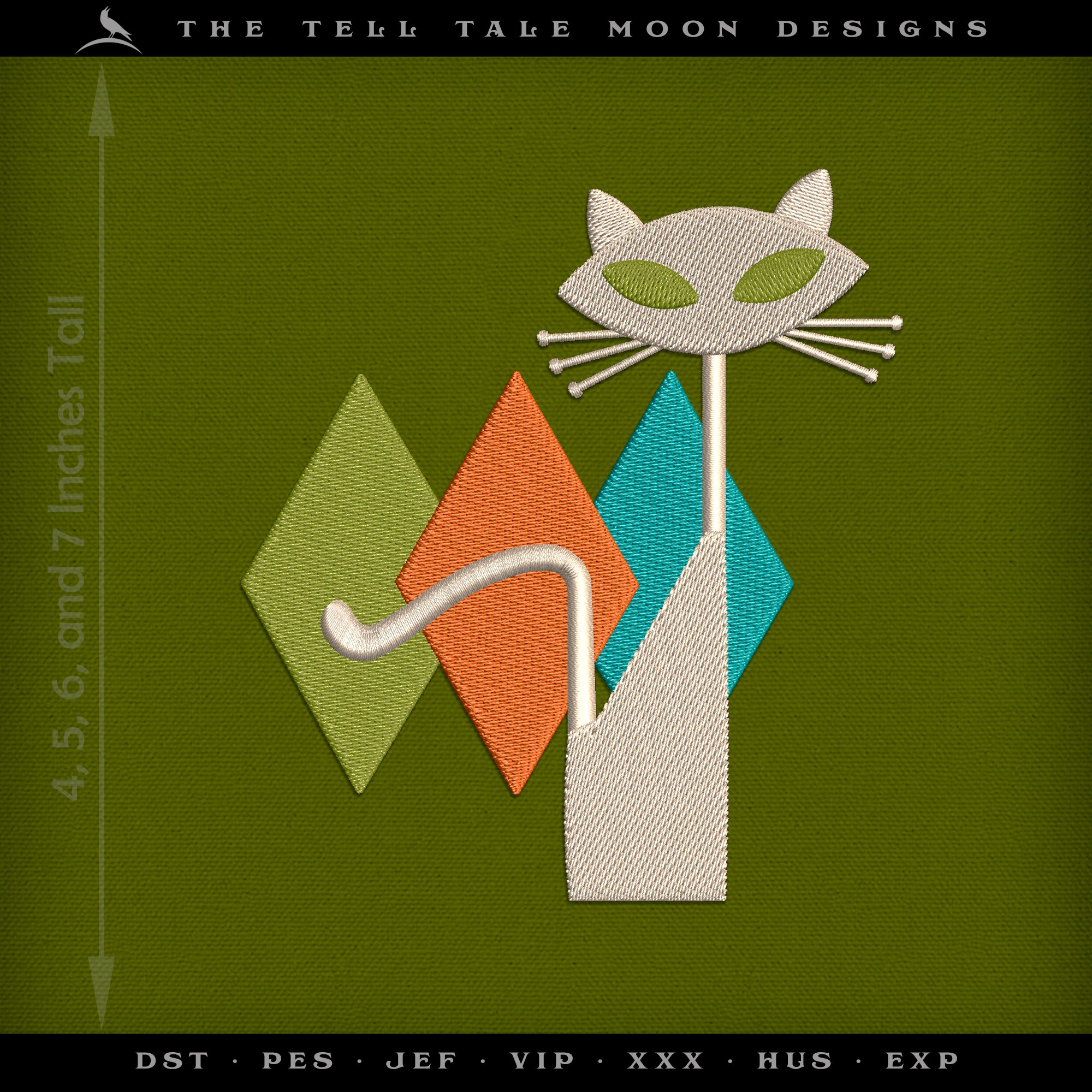 Atomic Lounge Kitty – Four Sizes 4 to 7 Inches – Midcentury Neon