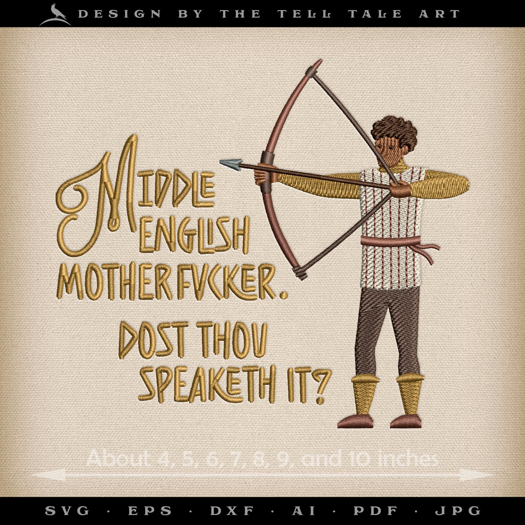Middle English, Motherf*cker – Medieval Pulp Parody – Seven Sizes 4 to 10 Inches