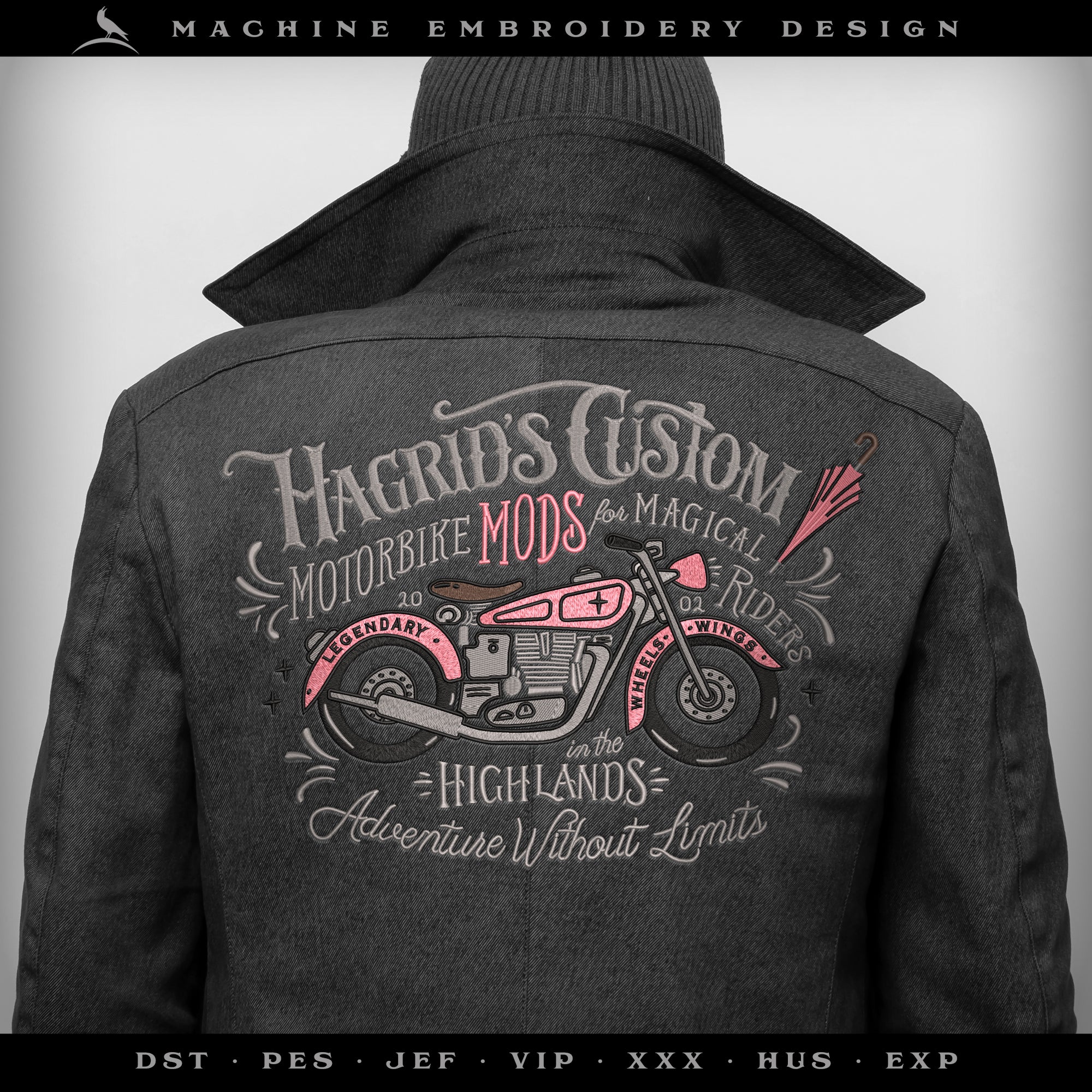 Highland Motorbike Mods – Large Jacket Back – Seven Sizes 8 to 15 Inches