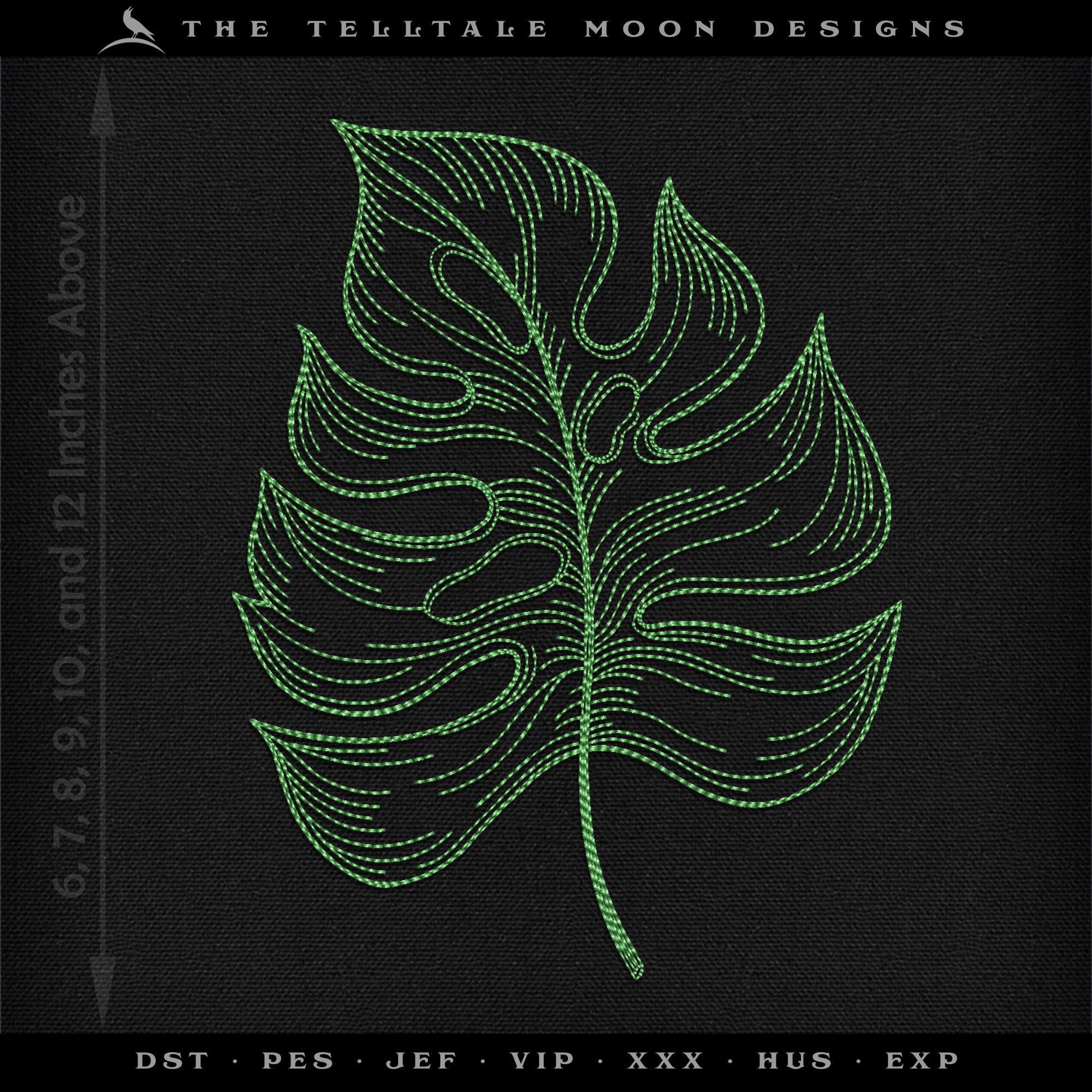 Embroidery: FOUR Leaf Drawings - Majestic Palm, Monstera, and Philodendron - Several Sizes Each