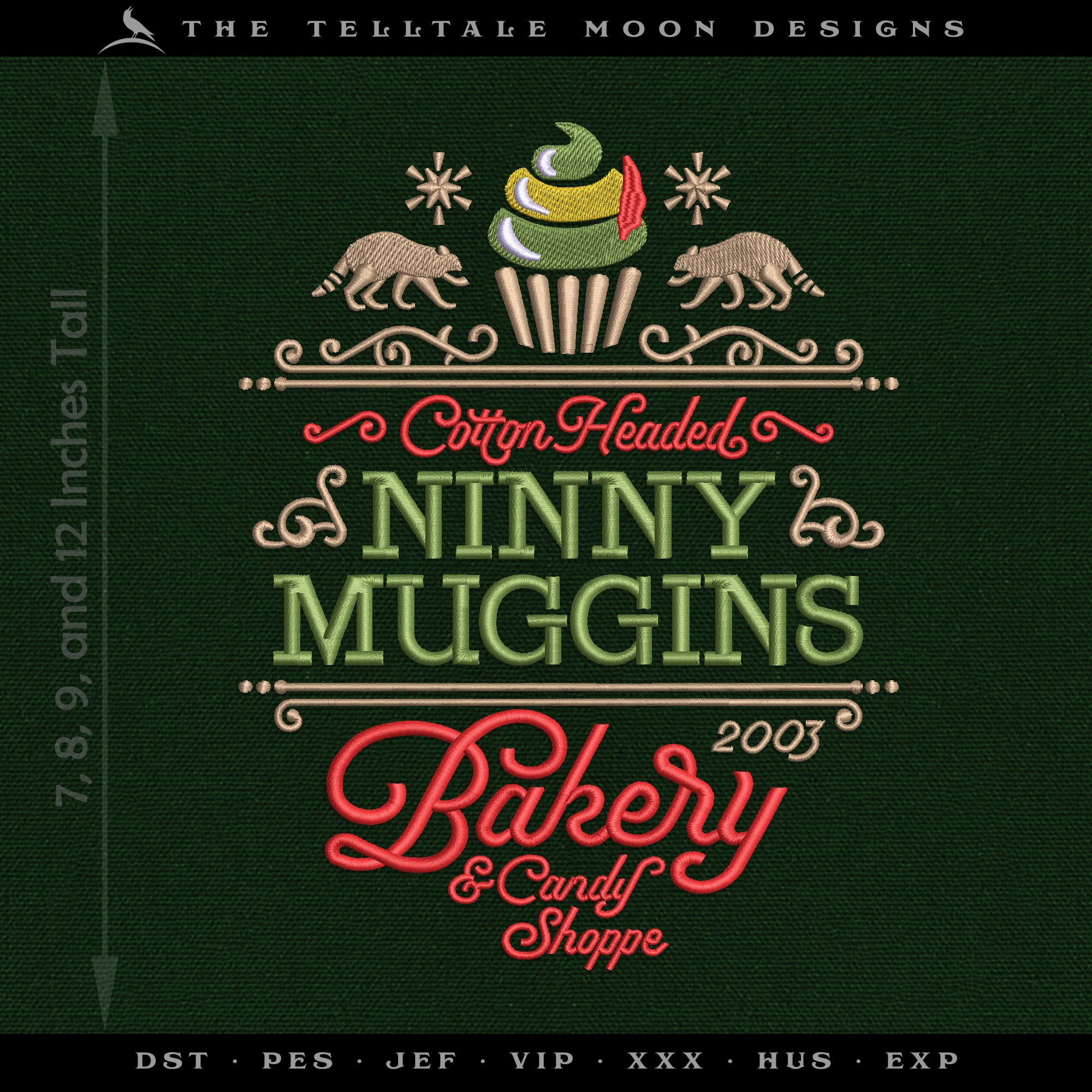 Embroidery Files: "Ninny Bakery & Candy Shoppe" - Two Styles - Five Sizes - Five Thread Colors