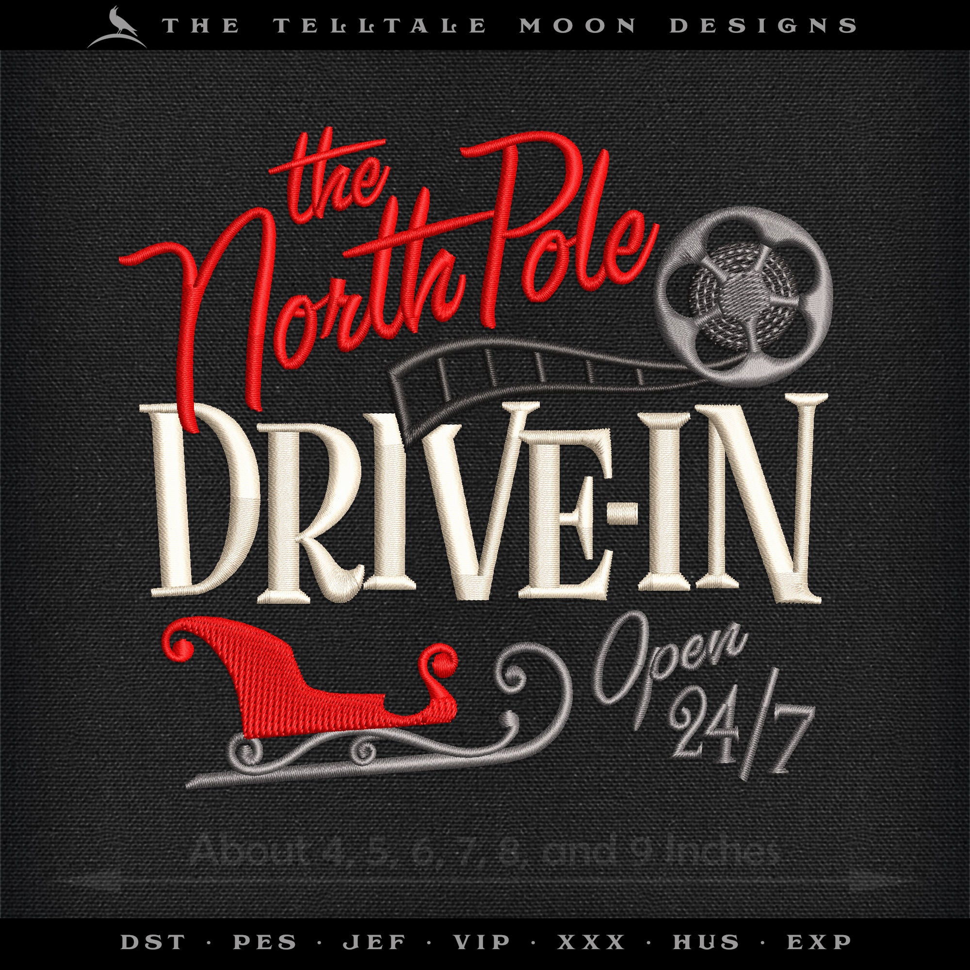Embroidery: Retro North Pole Drive-in - Seven Sizes for 4x4 and Larger Hoops