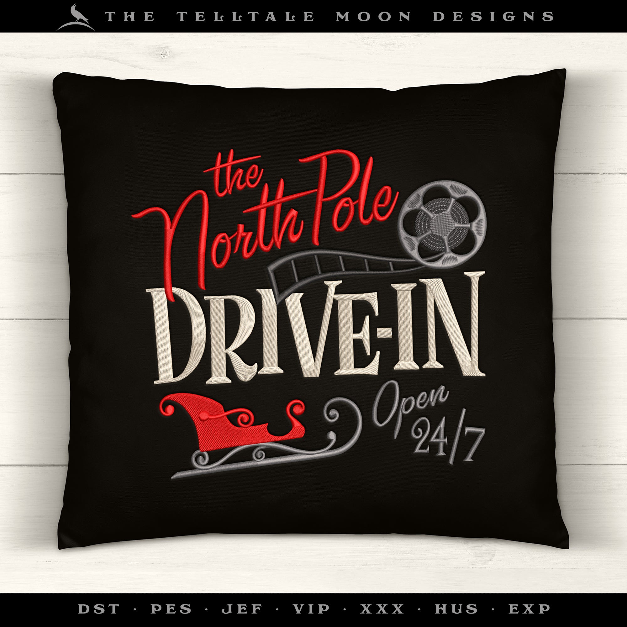 Embroidery: Retro North Pole Drive-in - Seven Sizes for 4x4 and Larger Hoops