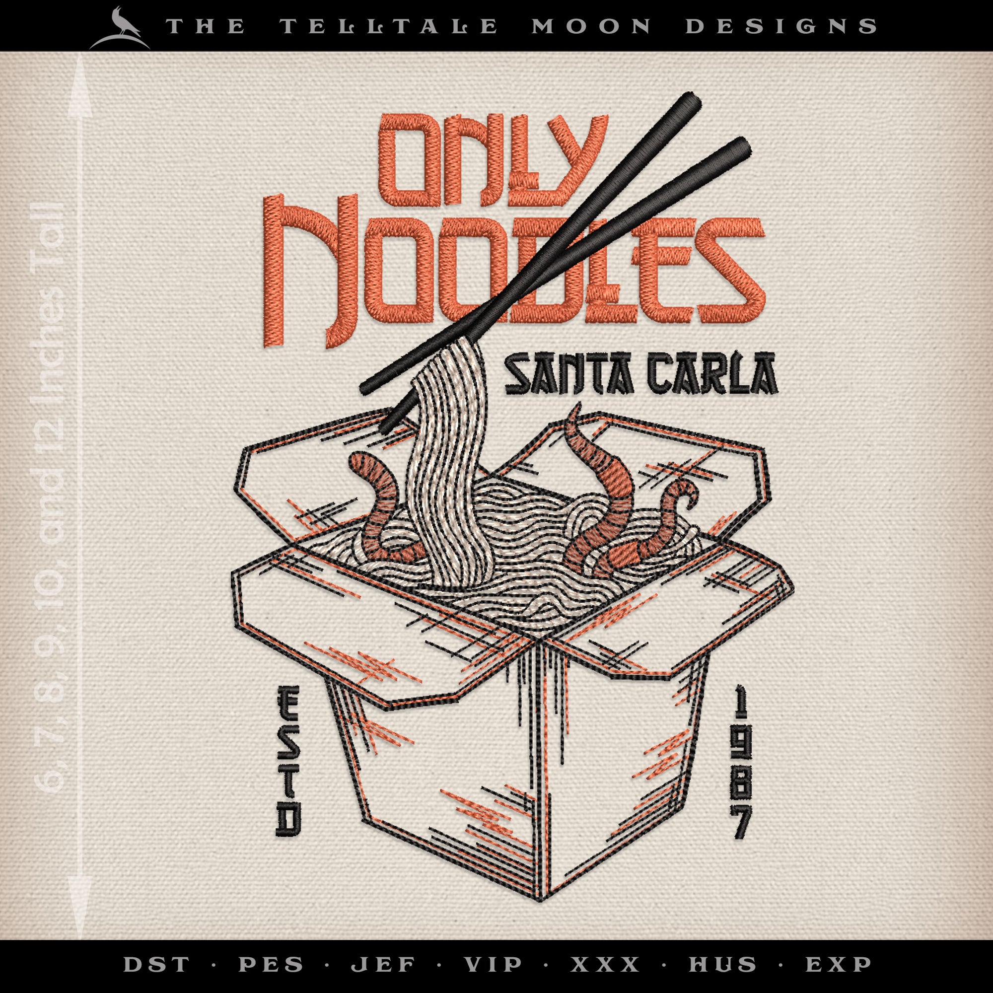 Embroidery Files: "They're Only Noodles, Michael" 1980s Horror Humor - Six Sizes 6 to 12 Inches Tall