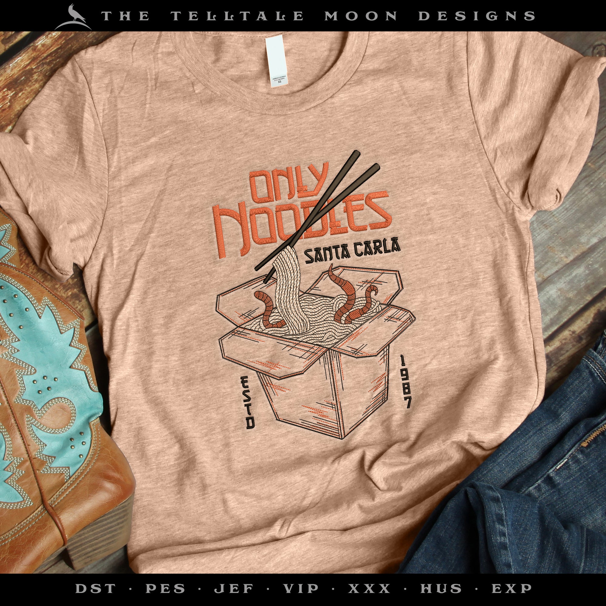 Embroidery Files: "They're Only Noodles, Michael" 1980s Horror Humor - Six Sizes 6 to 12 Inches Tall