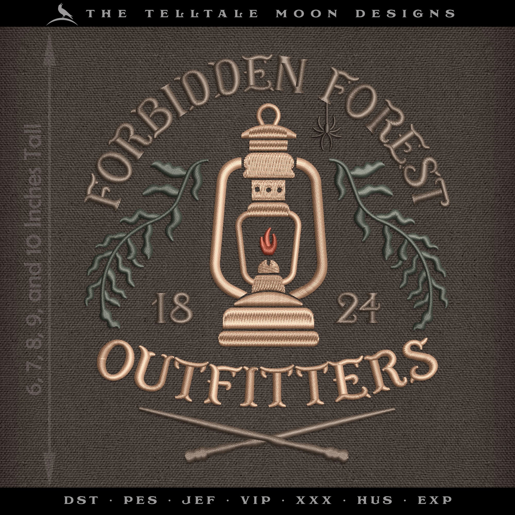 Embroidery: Wizarding Outfitters Vintage Sign - Six Sizes 4-10 Inches Tall - Five Colors