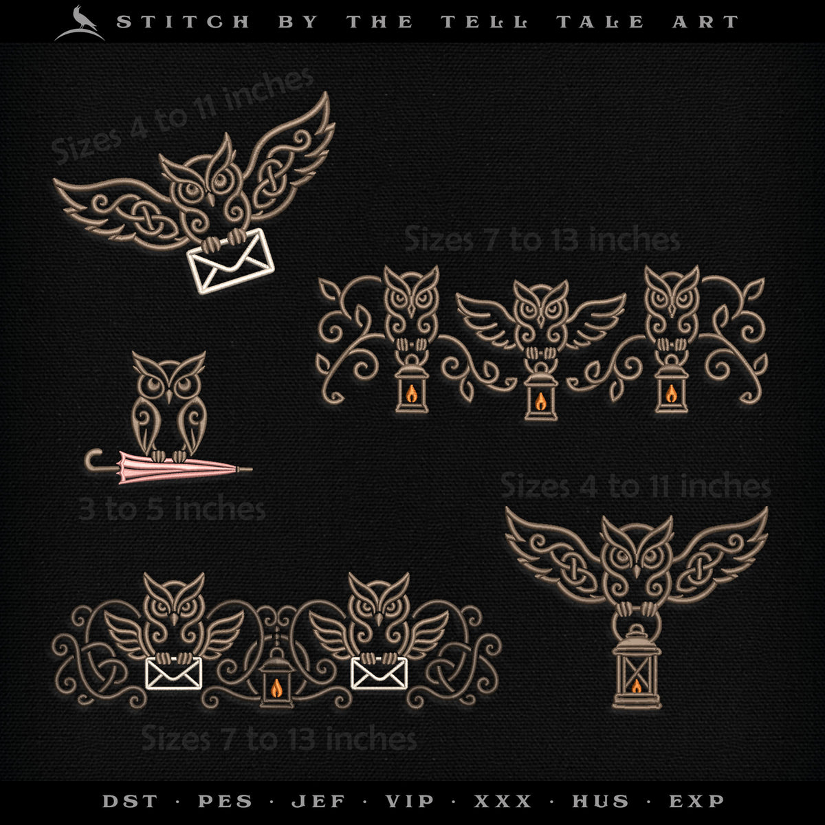 Highland Owls – Set of Six Designs – Smallest at 4 Inches, Largest at 13 Inches