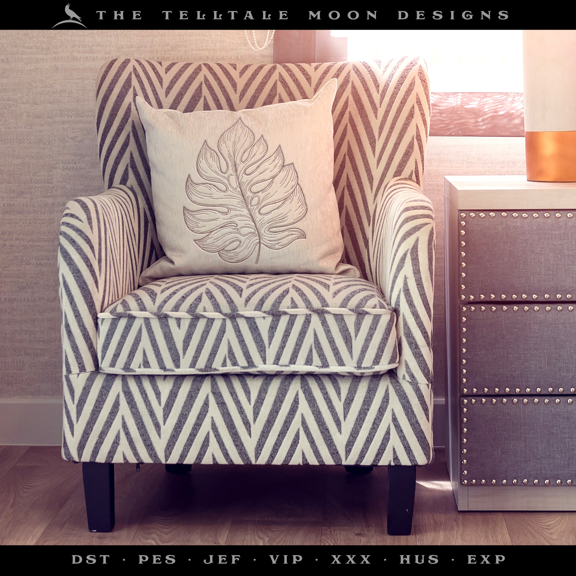 Embroidery: FOUR Leaf Drawings - Majestic Palm, Monstera, and Philodendron - Several Sizes Each