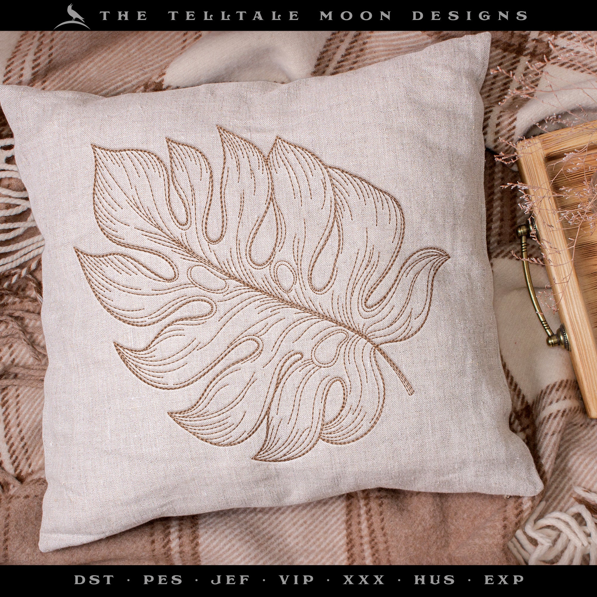 Embroidery: FOUR Leaf Drawings - Majestic Palm, Monstera, and Philodendron - Several Sizes Each