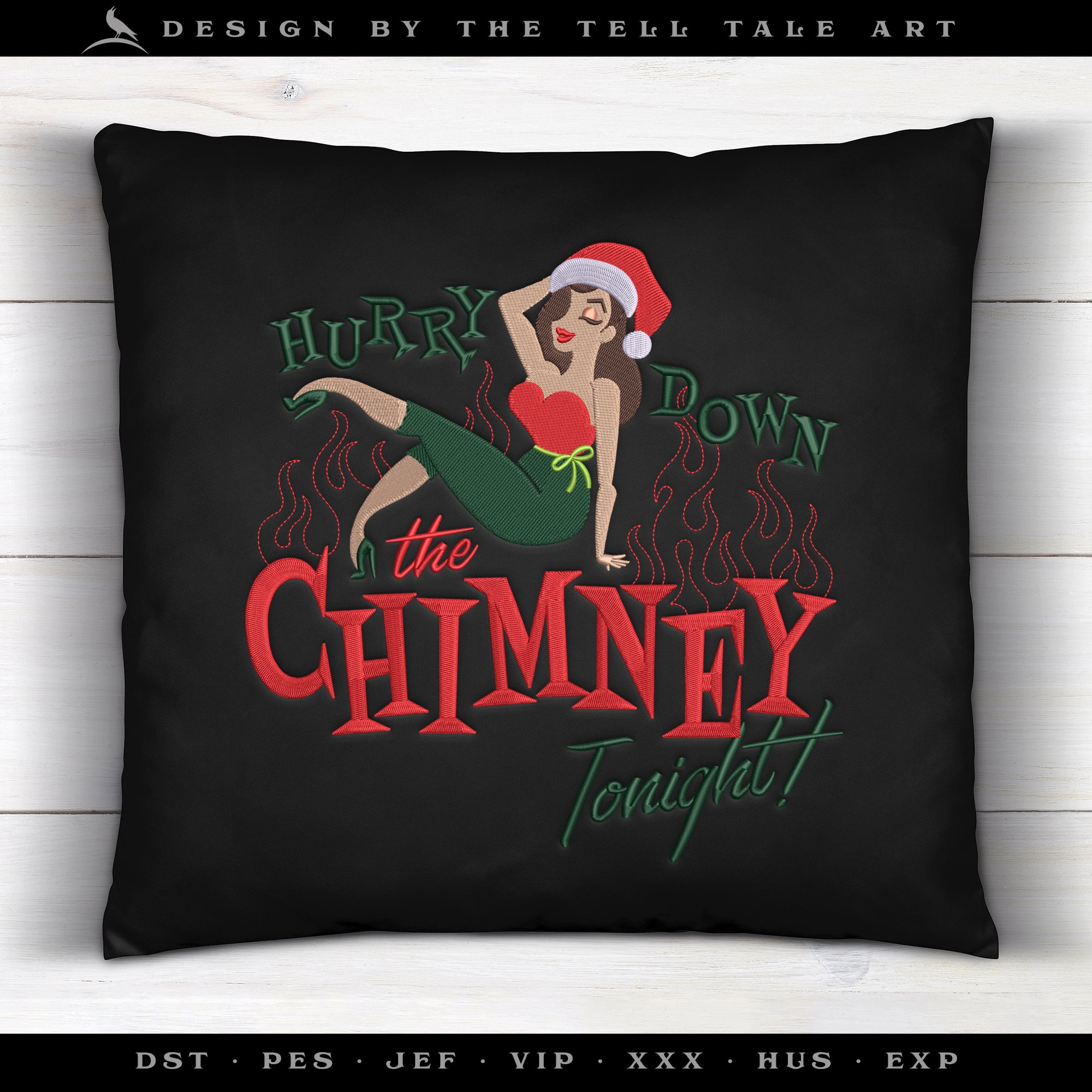 Hurry Down the Chimney Tonight – Six Sizes 5 to 10 Inches – Retro Pinup Christmas