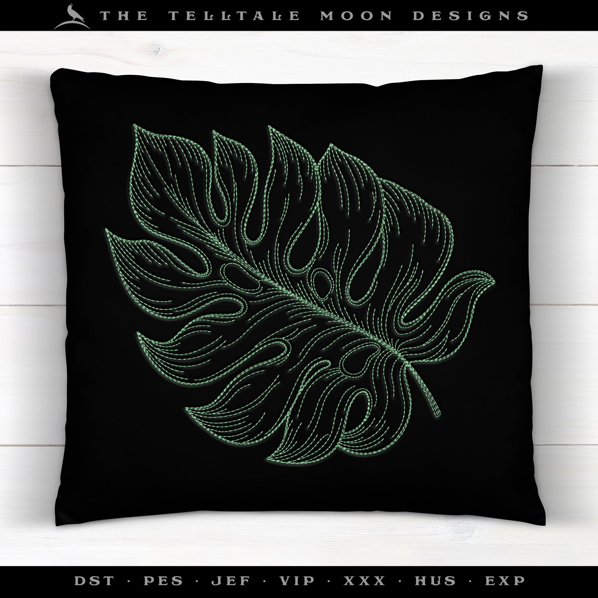 Embroidery: FOUR Leaf Drawings - Majestic Palm, Monstera, and Philodendron - Several Sizes Each