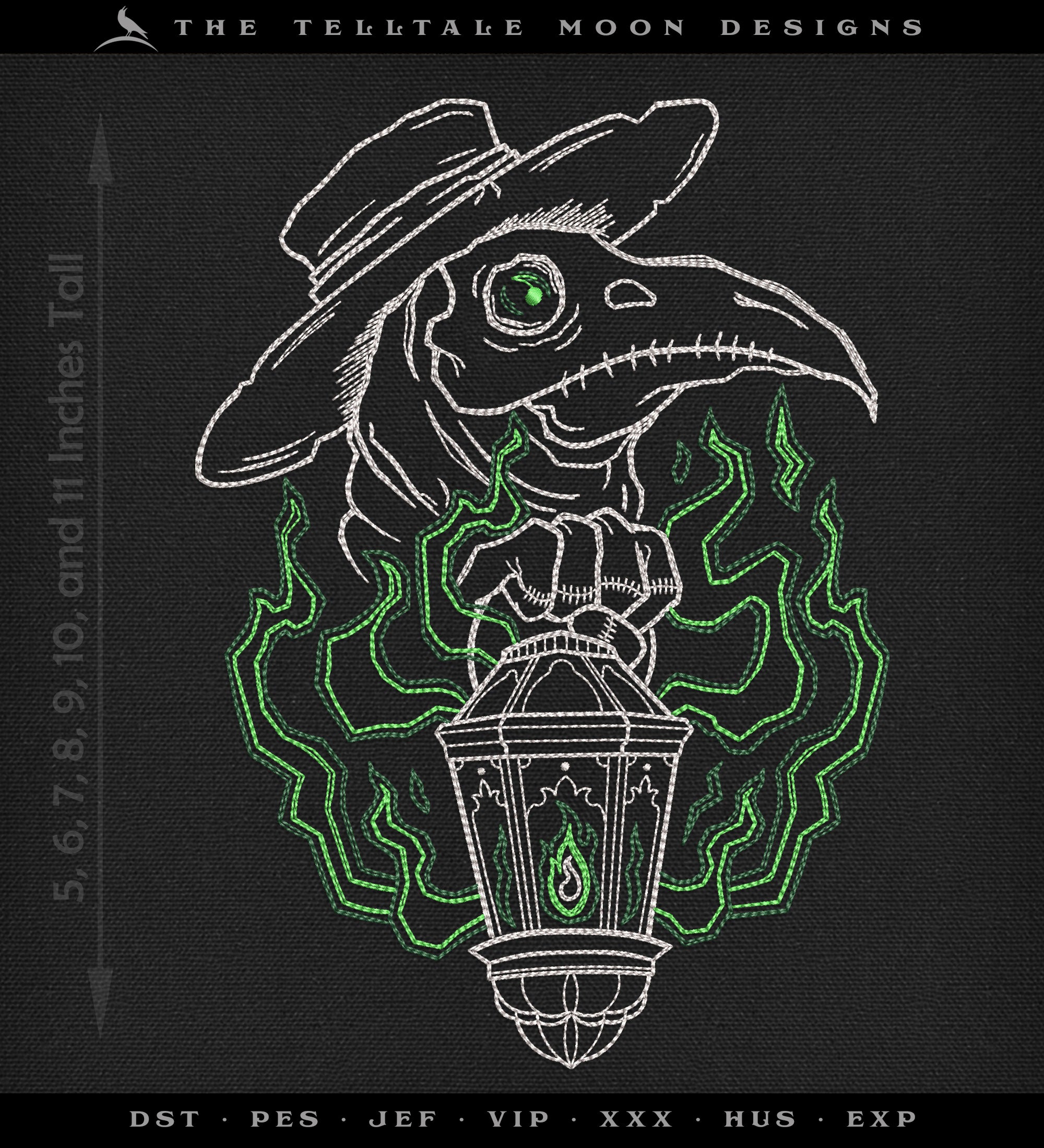 Embroidery: Plague Doctor Doodle (5, 6, 7, 8, 10, and 11 Inches Tall, Three Colors)