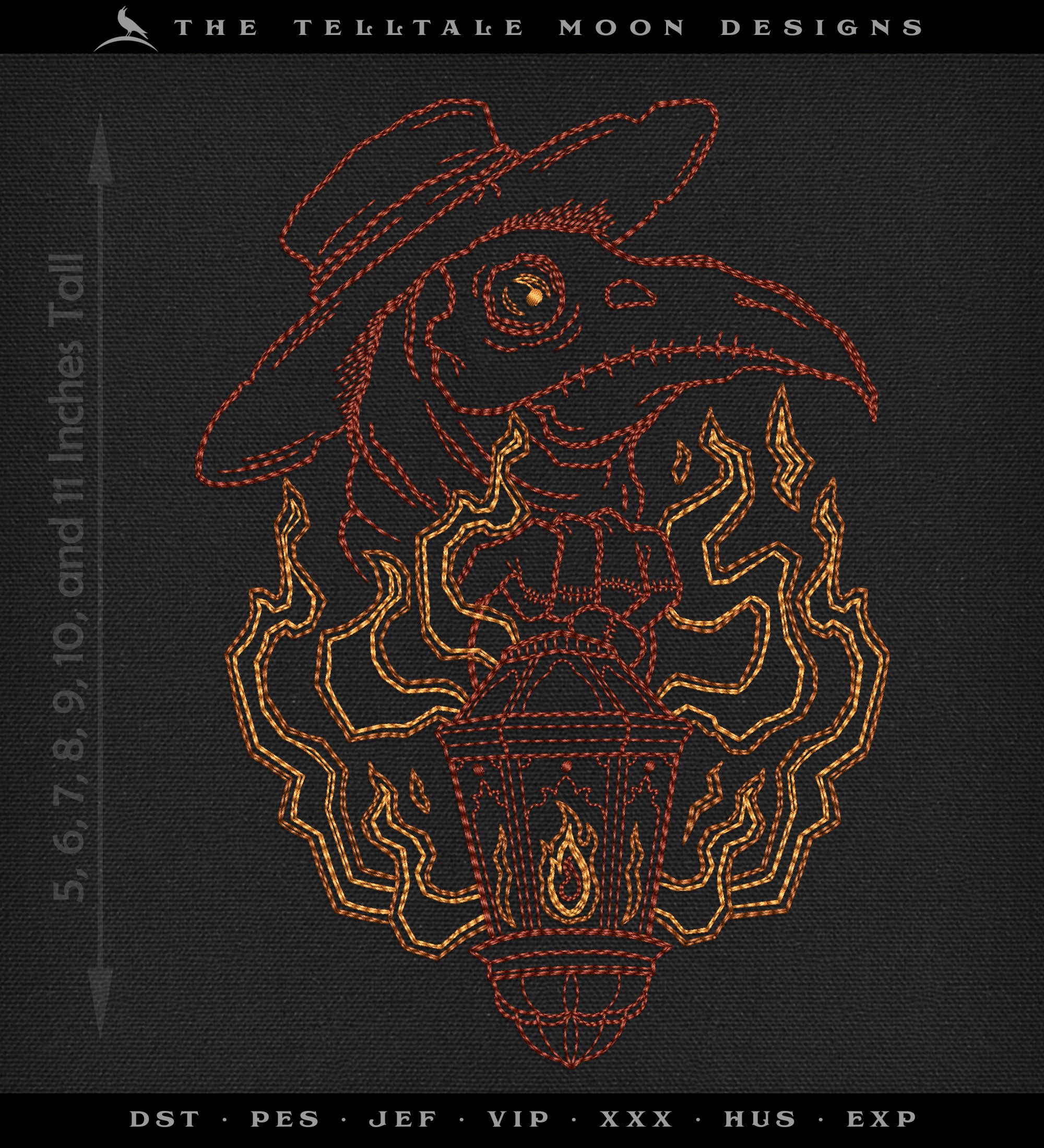 Embroidery: Plague Doctor Doodle (5, 6, 7, 8, 10, and 11 Inches Tall, Three Colors)