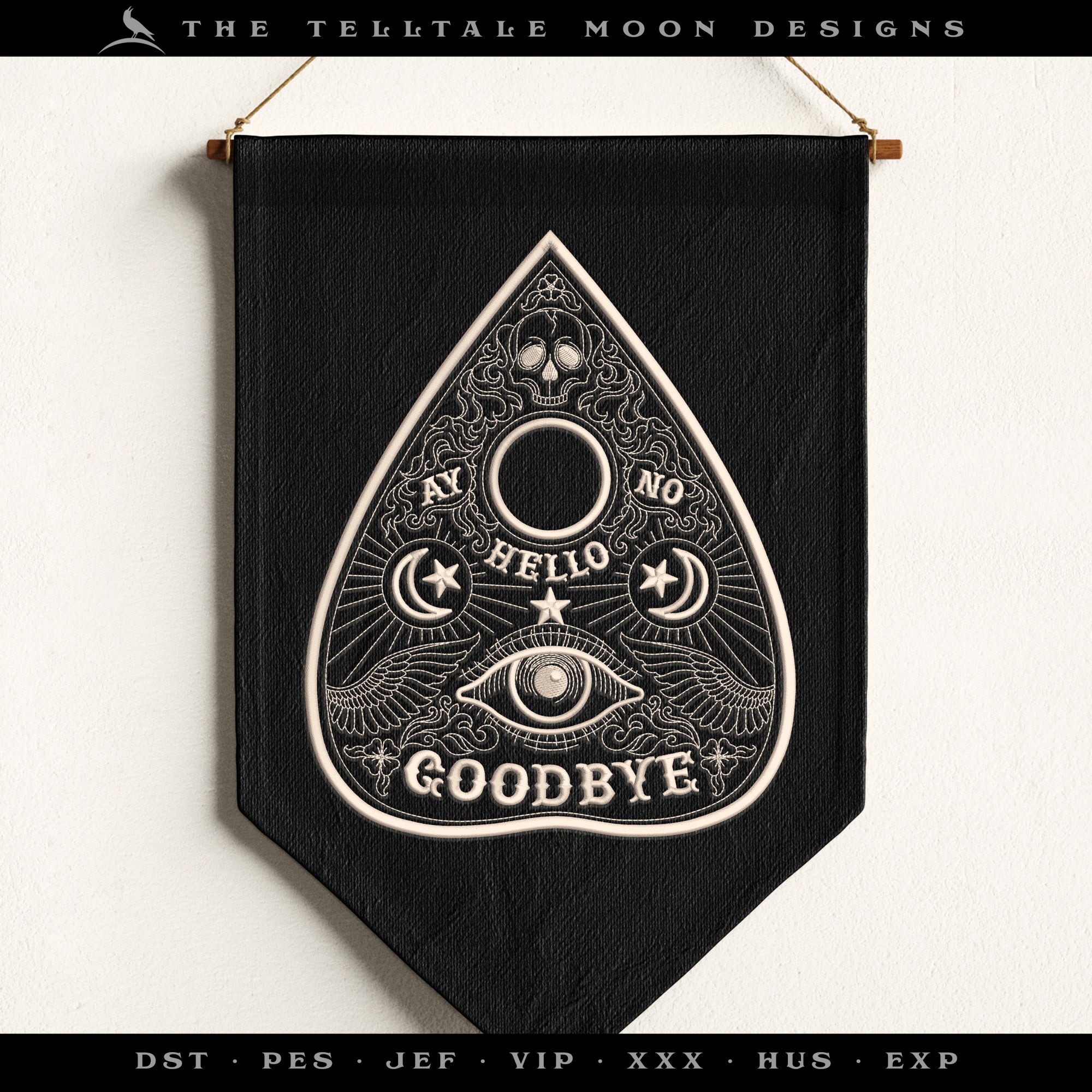 Embroidery: Drawing of a Ouija Planchette - Eight Sizes 5 to 12 Inches Tall