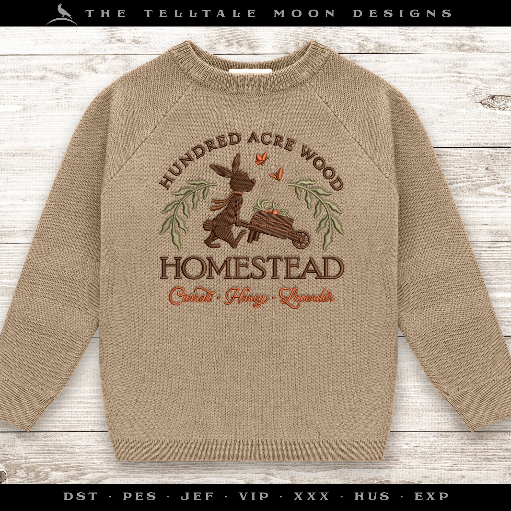 Embroidery: "Hundred Acre Homestead" (Rabbit Version) - Includes 6, 7, 8, 9, and 10 Inch Sizes