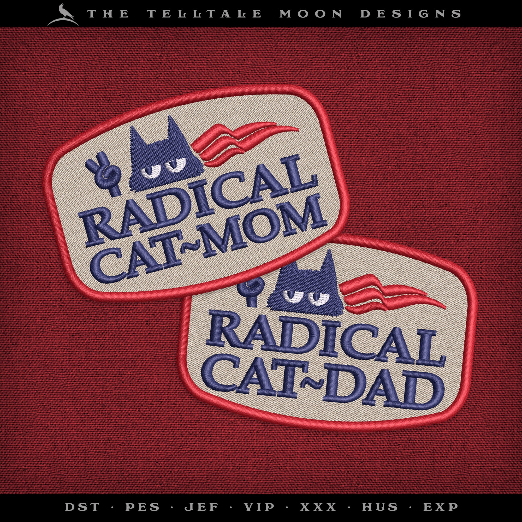 Embroidery Files: "Radical Cat Parent" Patches - Two Designs