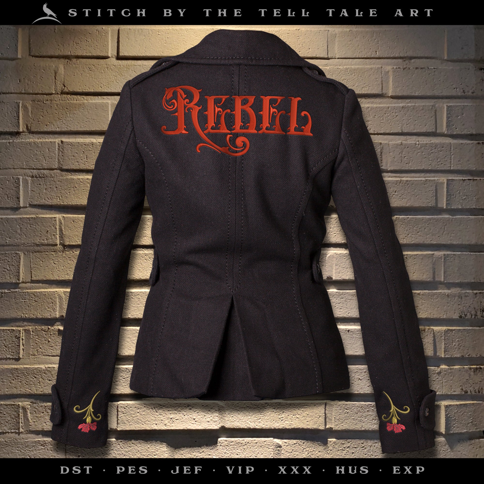 Ornate Thorny Blackletter Typography "Rebel" – Six Sizes 4 to 10 Inches – One Color