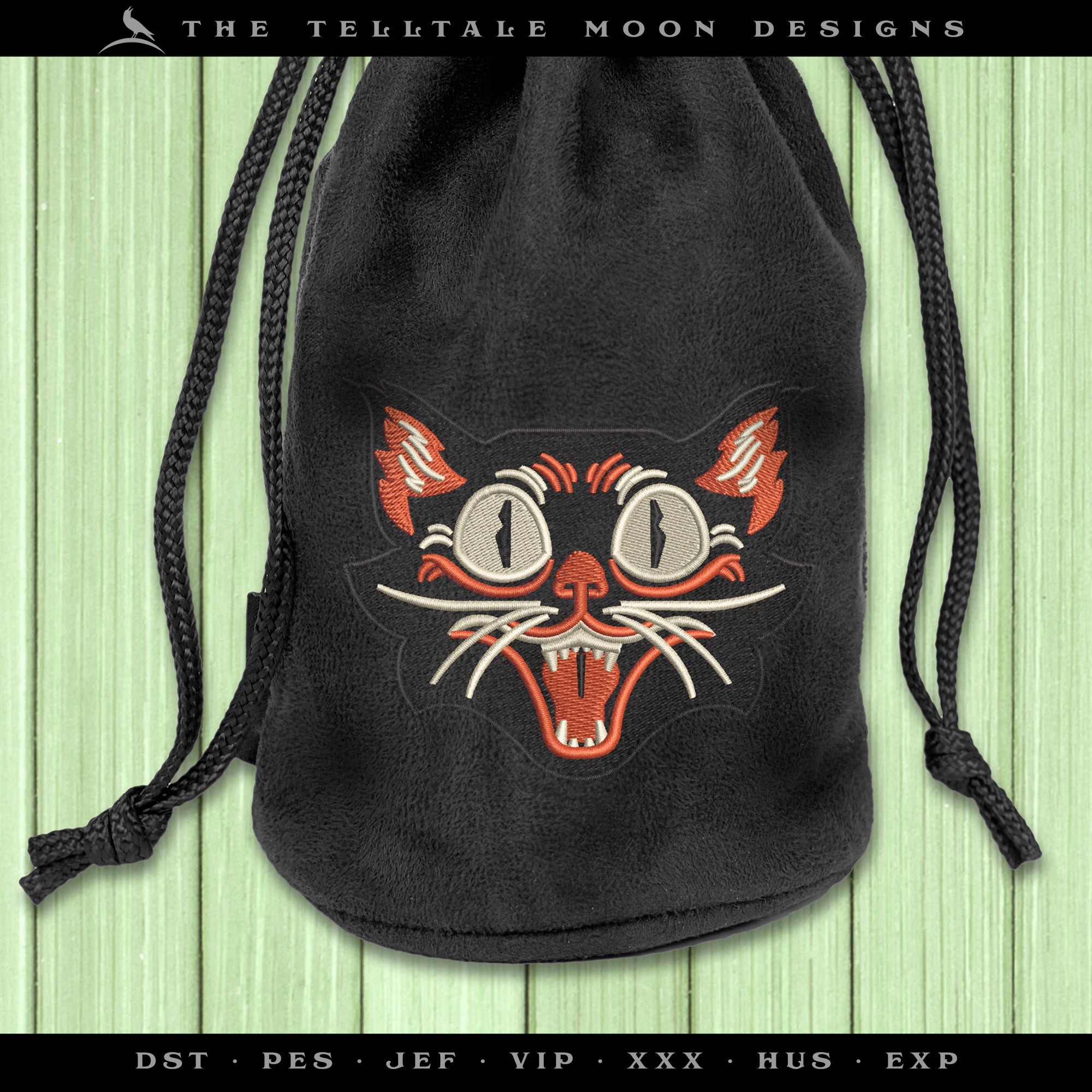 Embroidery: Retro Halloween Cat Set v.1 Includes Both the Design and the Pennant Embroidery