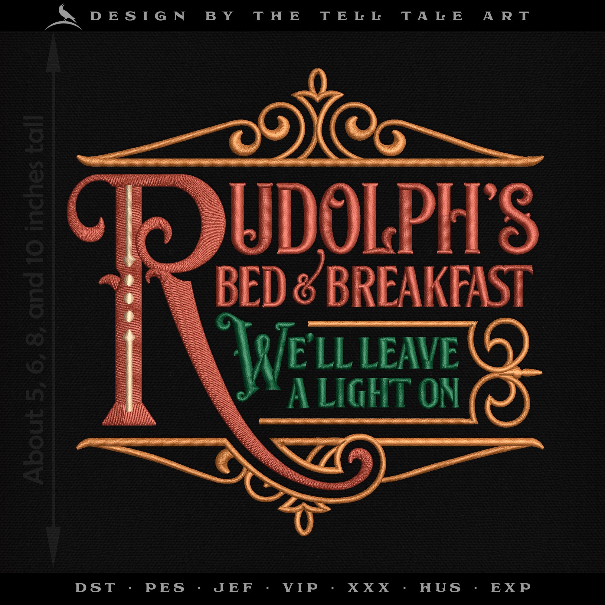 Rudolph’s Bed & Breakfast – Four Sizes 5 to 10 Inches – Vintage Christmas Sign