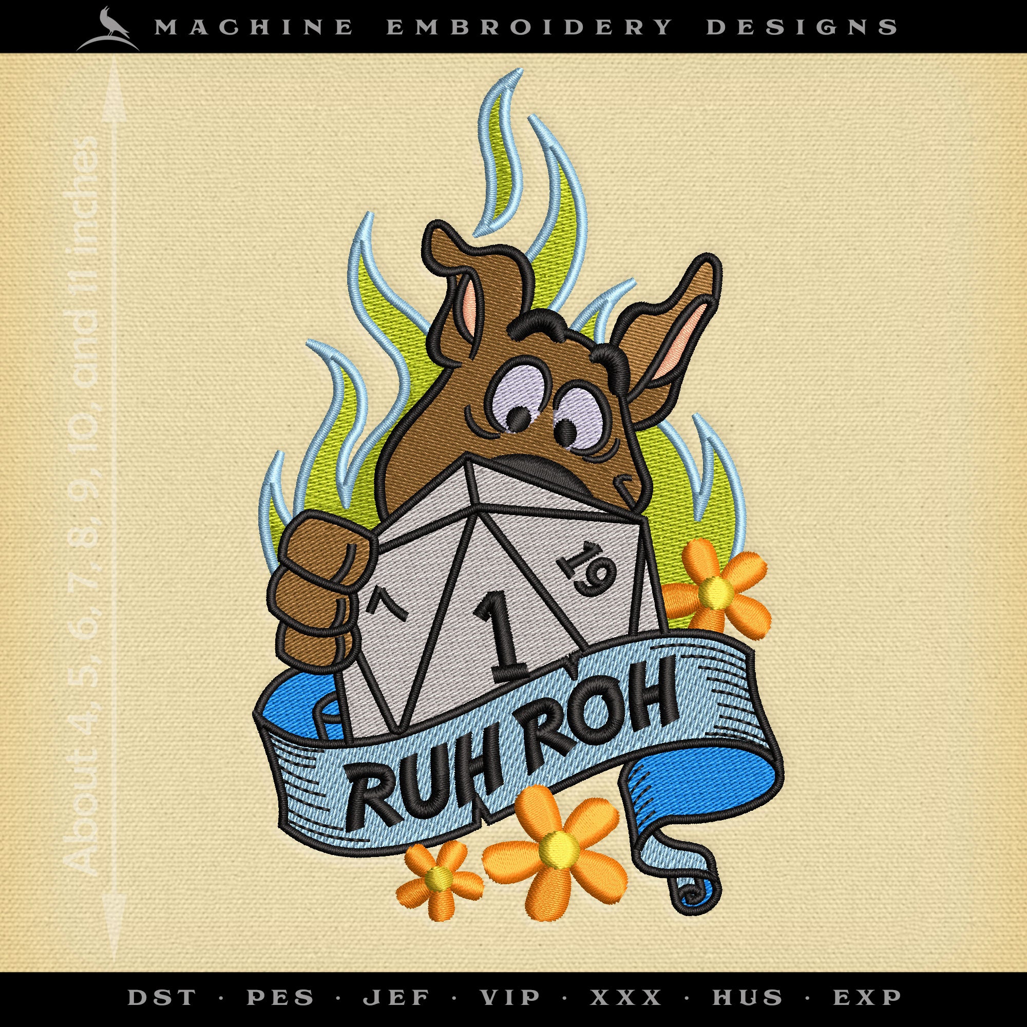 Ruh Roh! D20 Mashup Design – Eight Sizes 4 to 11 Inches