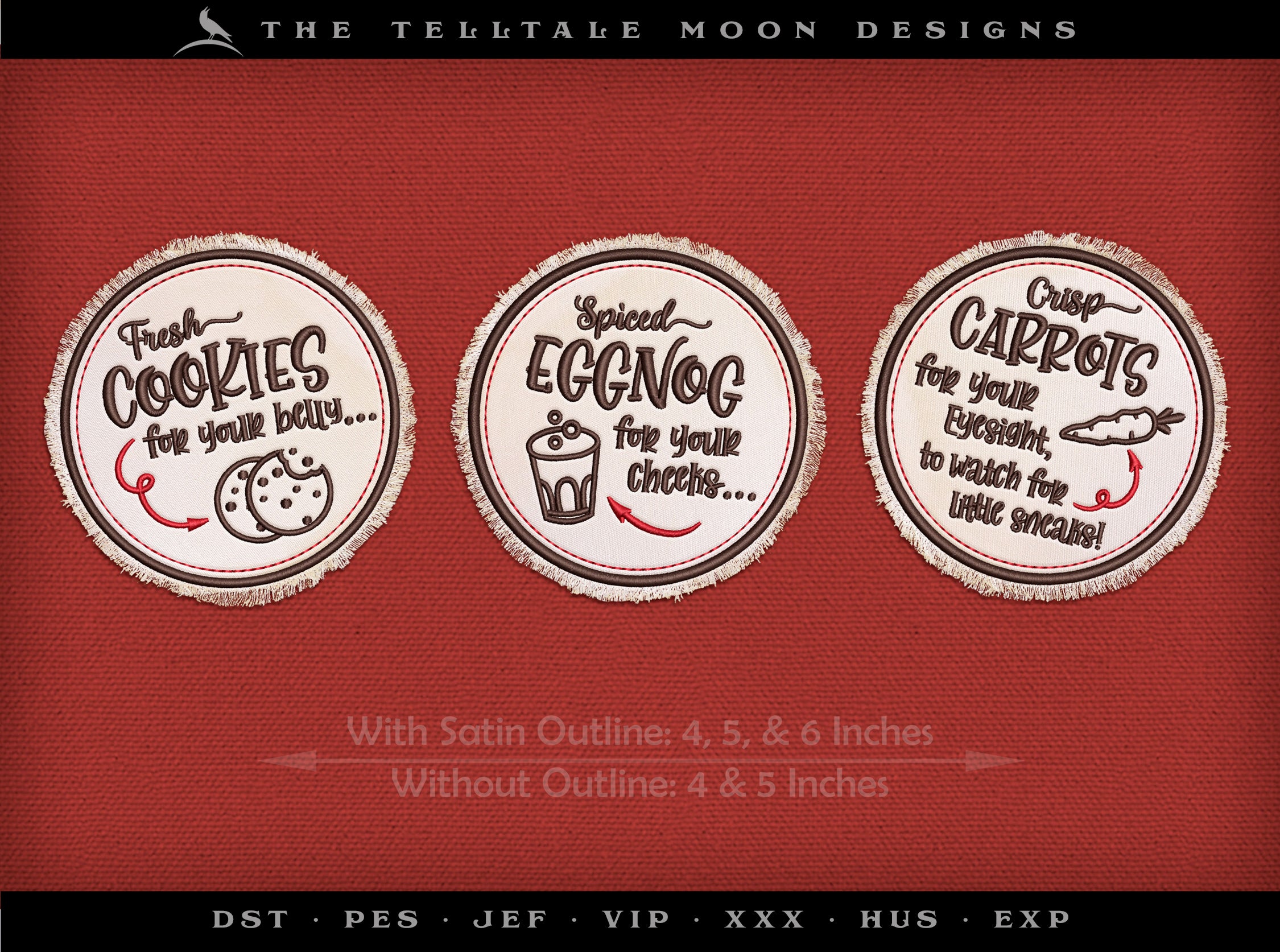 Embroidery: Rhyme for Santa's "Milk & Cookies" Placemat - Three Pieces