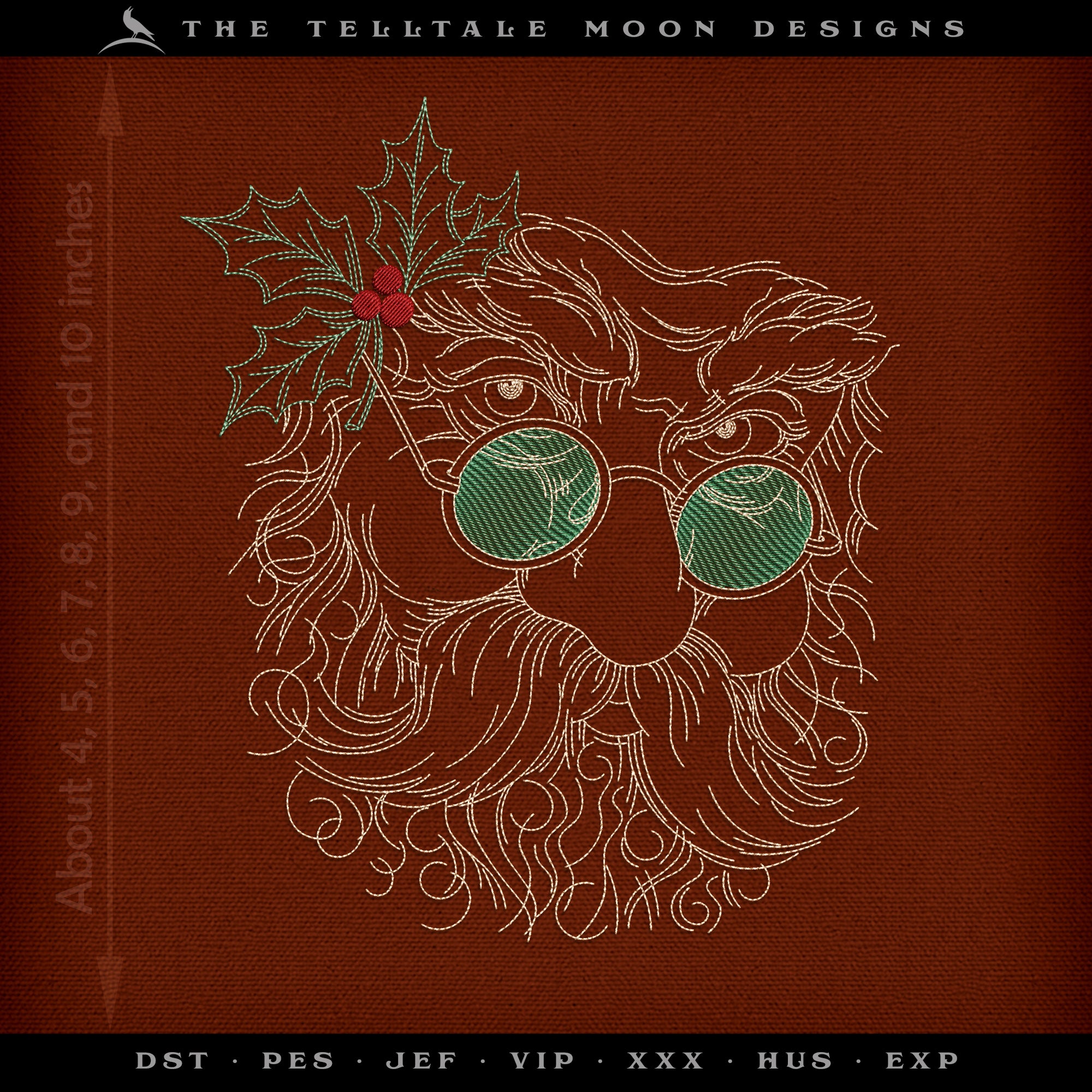 The Santa Sketch – Vintage Run-Stitch Christmas Embroidery – Seven Sizes