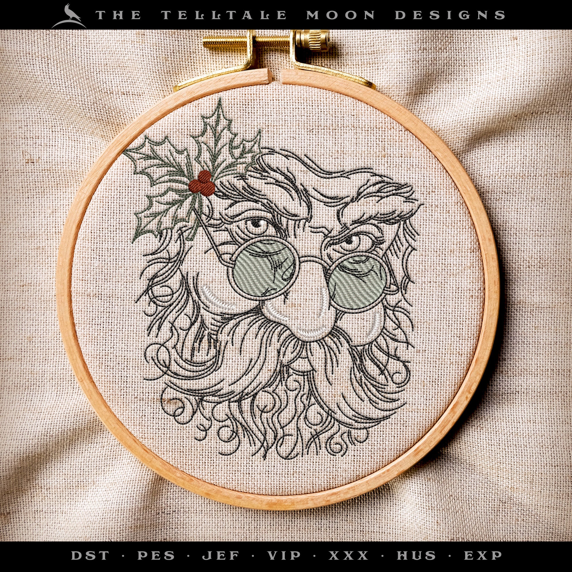 Embroidery: Run-stitch Santa Sketch - Seven Sizes Between 4 and 10 Inches Tall