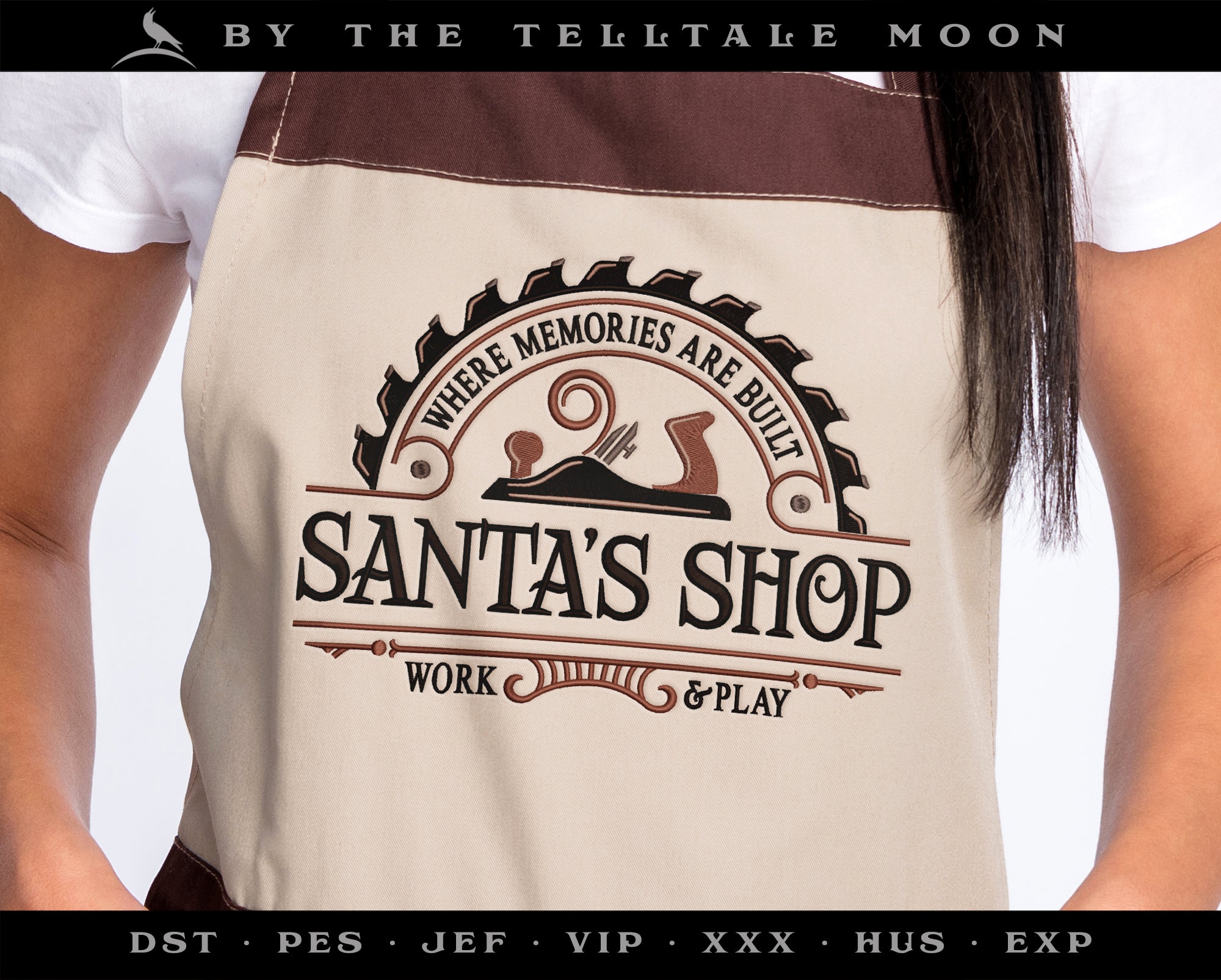 Embroidery: "Santa's Woodshop" - 4 Thread Colors - 6 Sizes