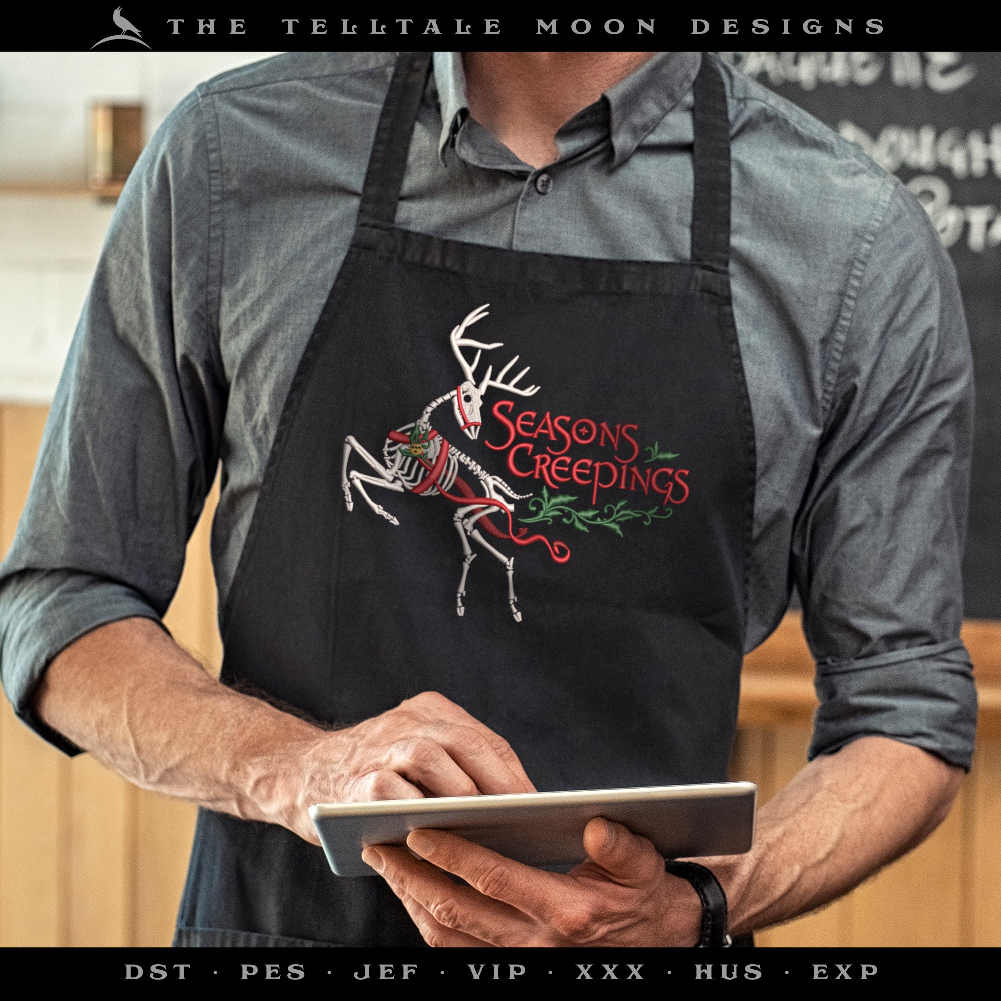 Creepmas Holiday "Seasons Creepings" Deer - Four Sizes, Six Thread Colors