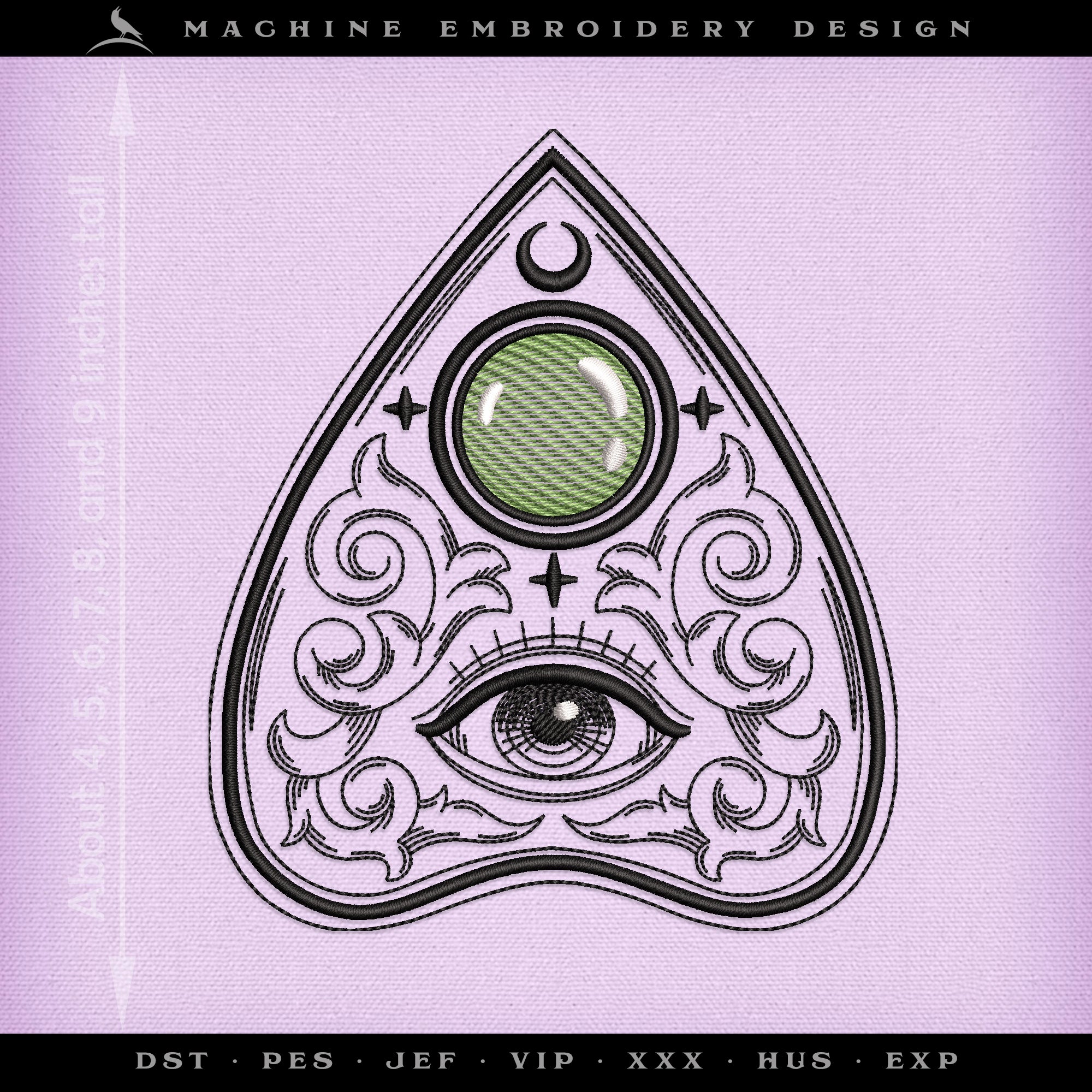 Embroidery: Seeing-eye Ouija Planchette - Six Sizes 4 to 9 Inches Tall