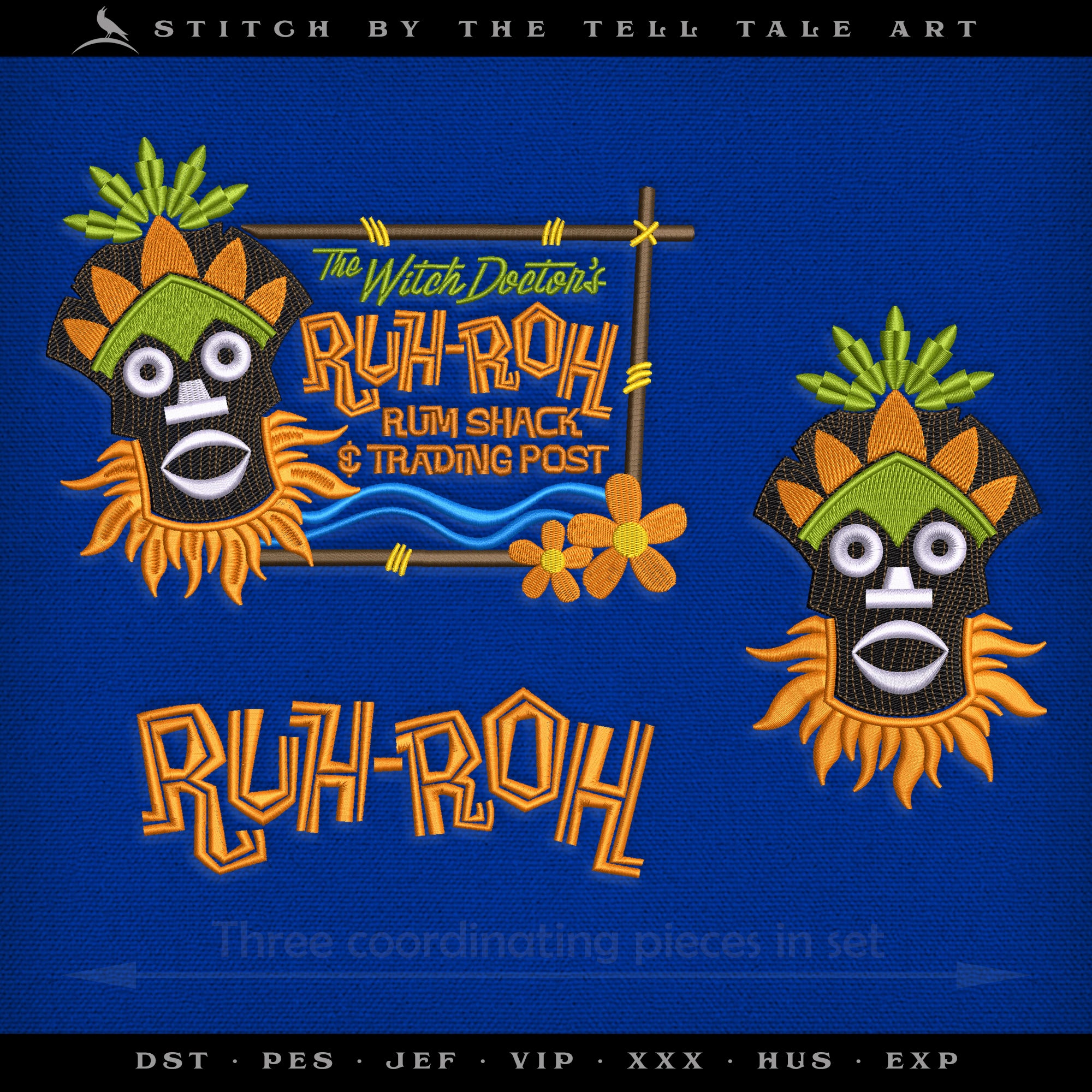 Ruh-Roh Tiki Design Set – Three Designs – Several Sizes 4 to 14 Inches