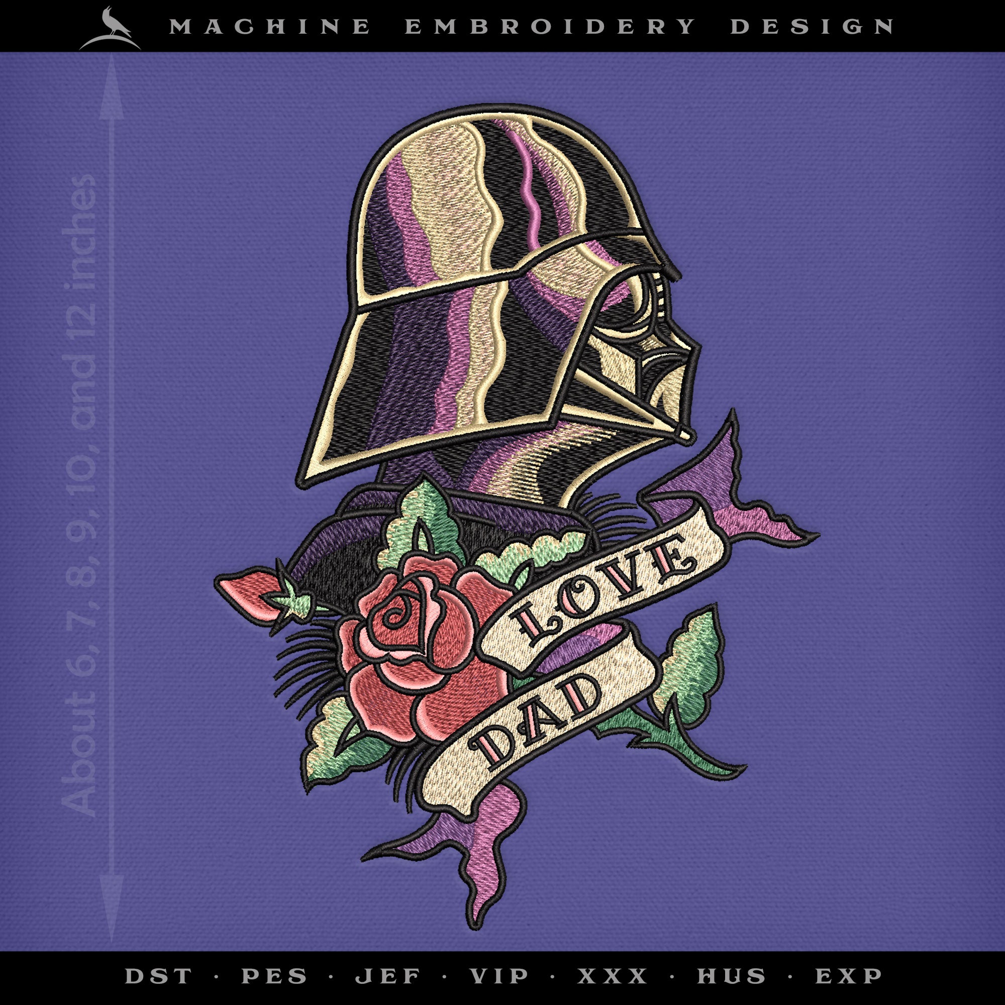 Darth Dad Tattoo – American Traditional Style – Six Sizes 6 to 11 Inches