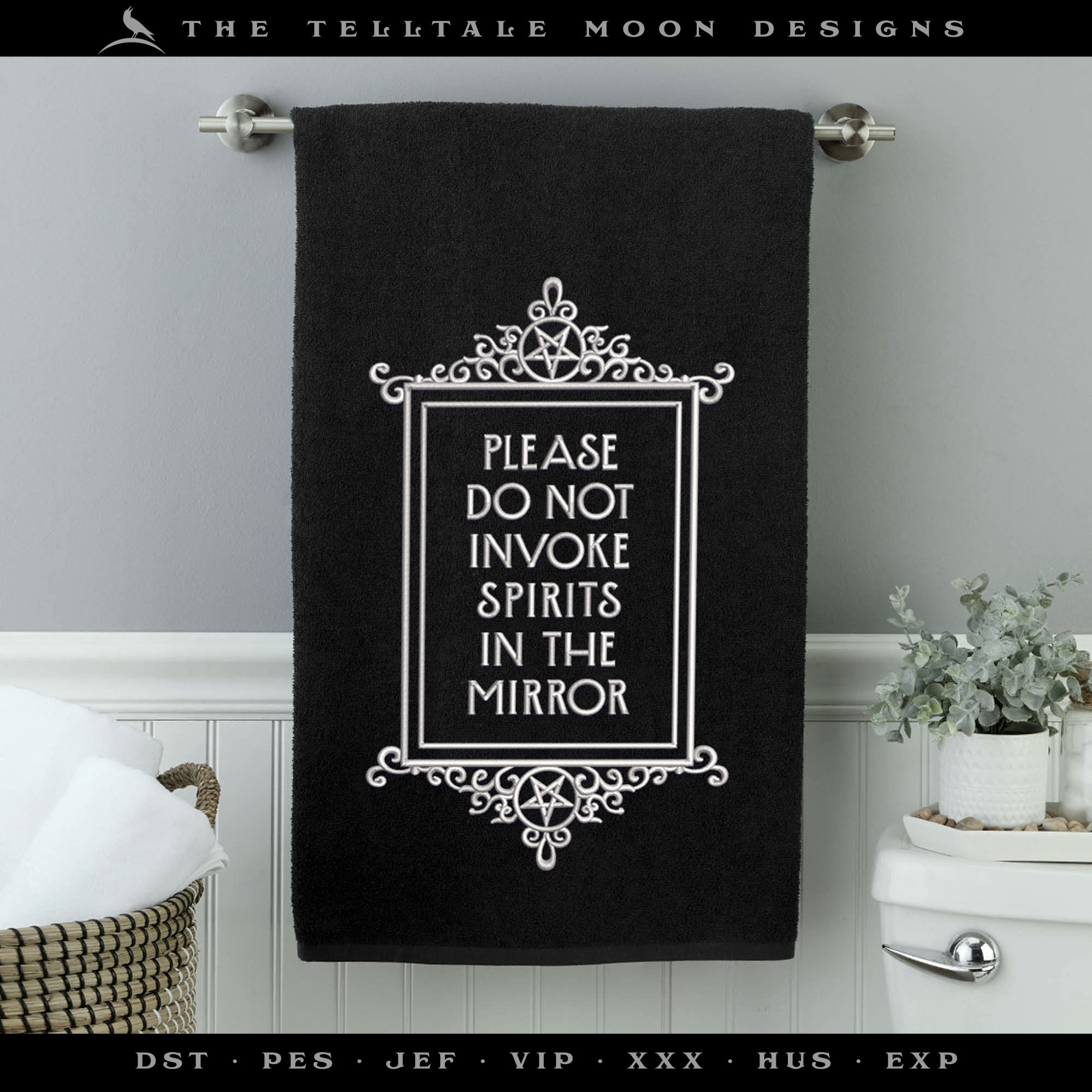 Embroidery: "Please Do Not Invoke Spirits to the Mirror" - Six Sizes Between 6 and 12 Inches Tall