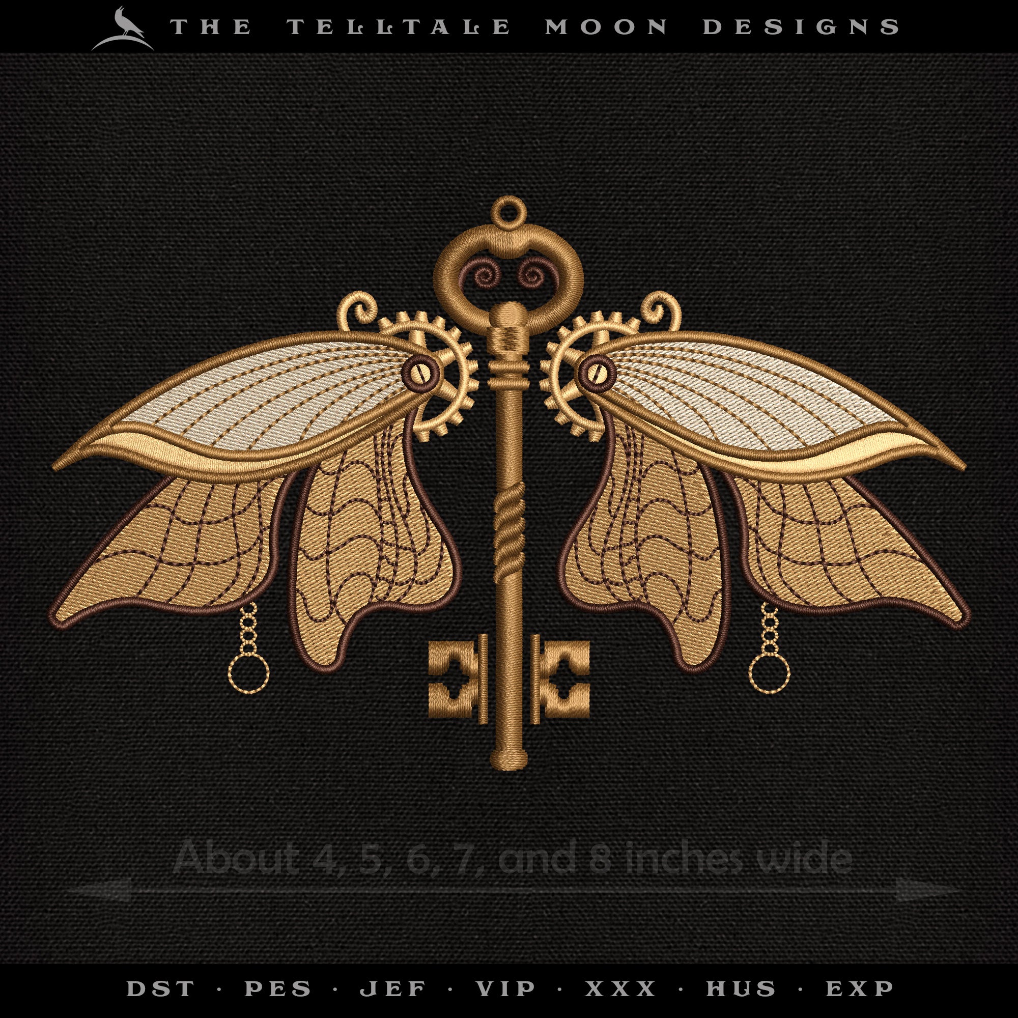 Embroidery: Steampunk Moth - 4, 5, 6, 7, and 8 Inch Versions