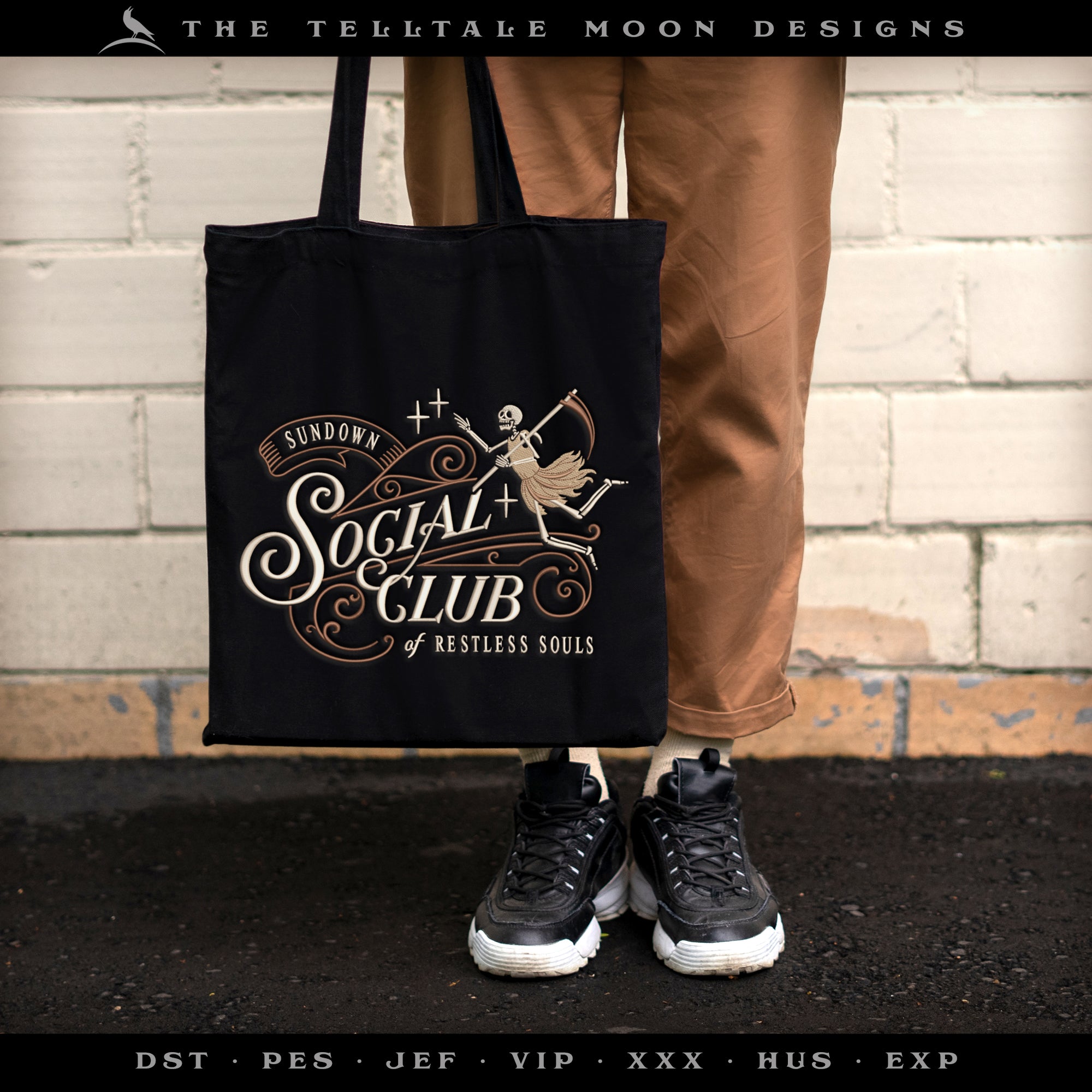 Embroidery: Lowbrow "Sundown Social Club of Restless Souls" - Five Sizes from 7 to 11 Inches