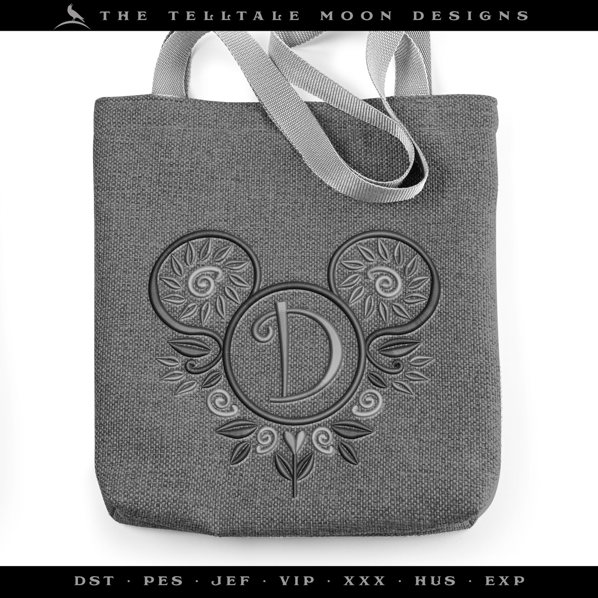 Embroidery Set: Swirly Petal Mouse Ears - About 4, 5, 6, 7, and 8 Inch Sizes