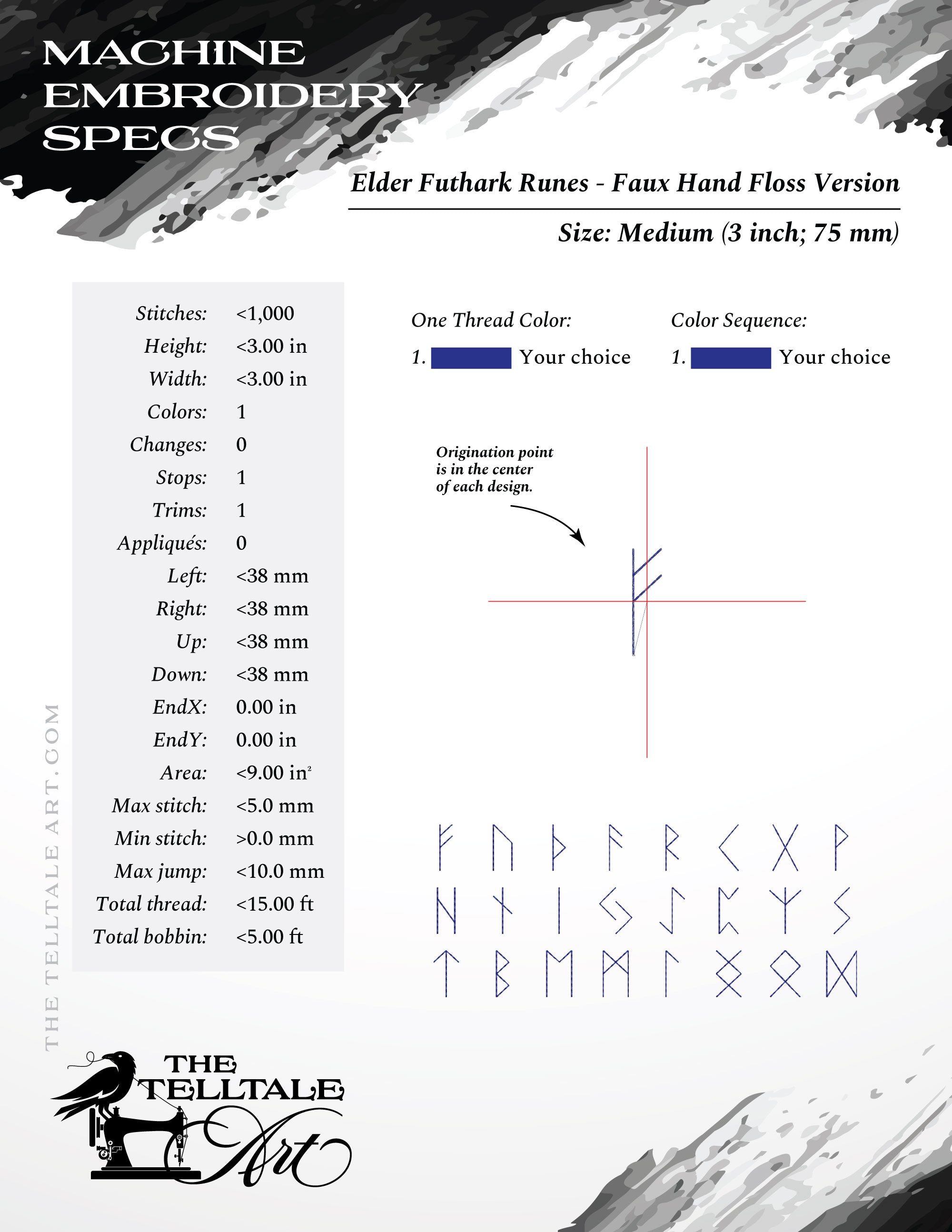 Basic Futhark Rune Alphabet Set – 24 Runes – Two Line Art Styles: Satin & Faux Floss