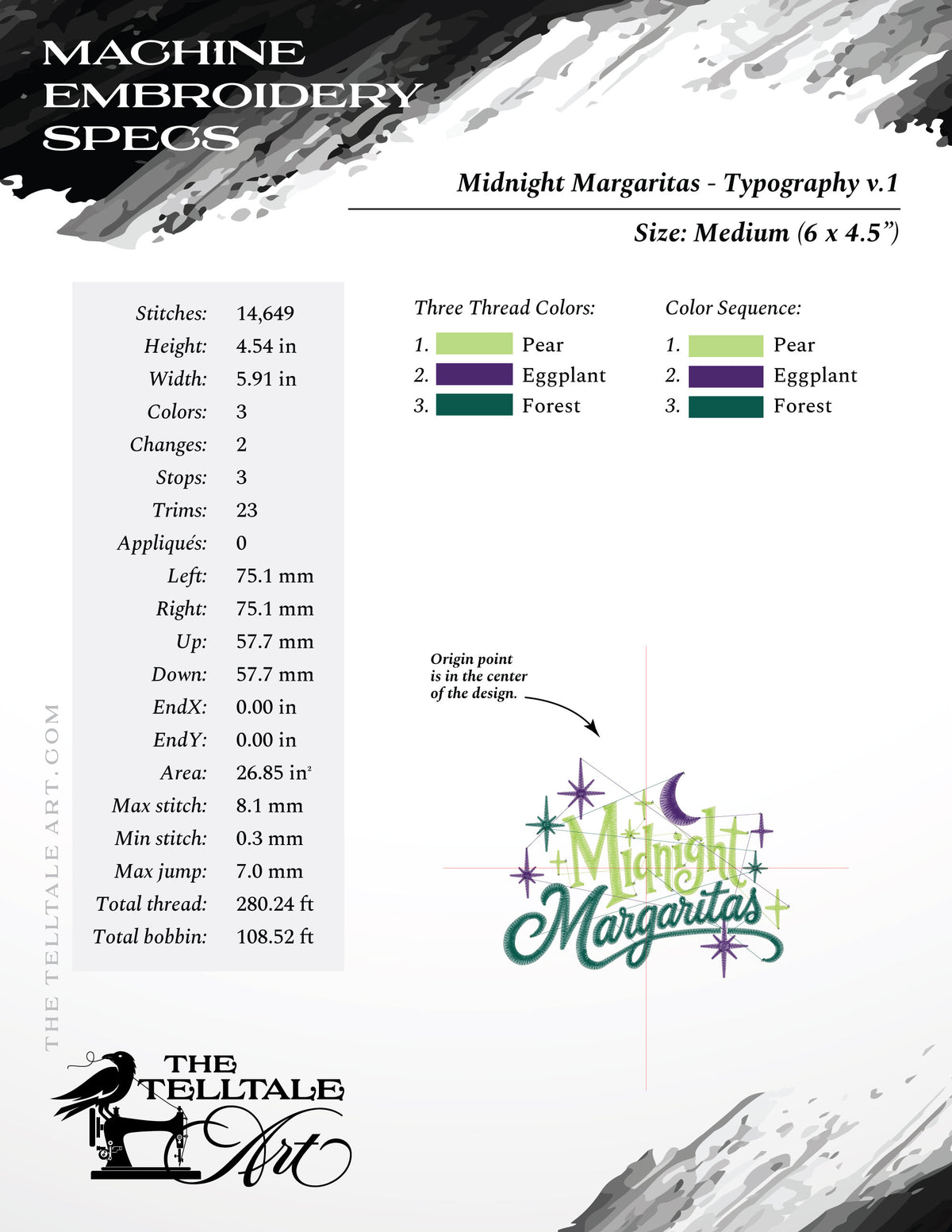 Midnight Margaritas Typography – Atomic Style - Three Sizes 5, 6, and 7 Inches Wide