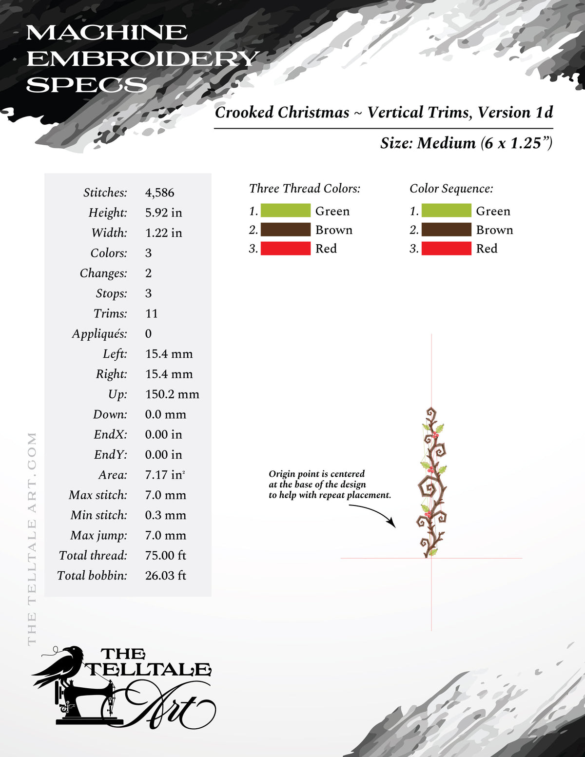 Crooked Christmas Holly Borders – Four Vertical Trims in Sizes from 4.5 to 7.5 Inches Tall