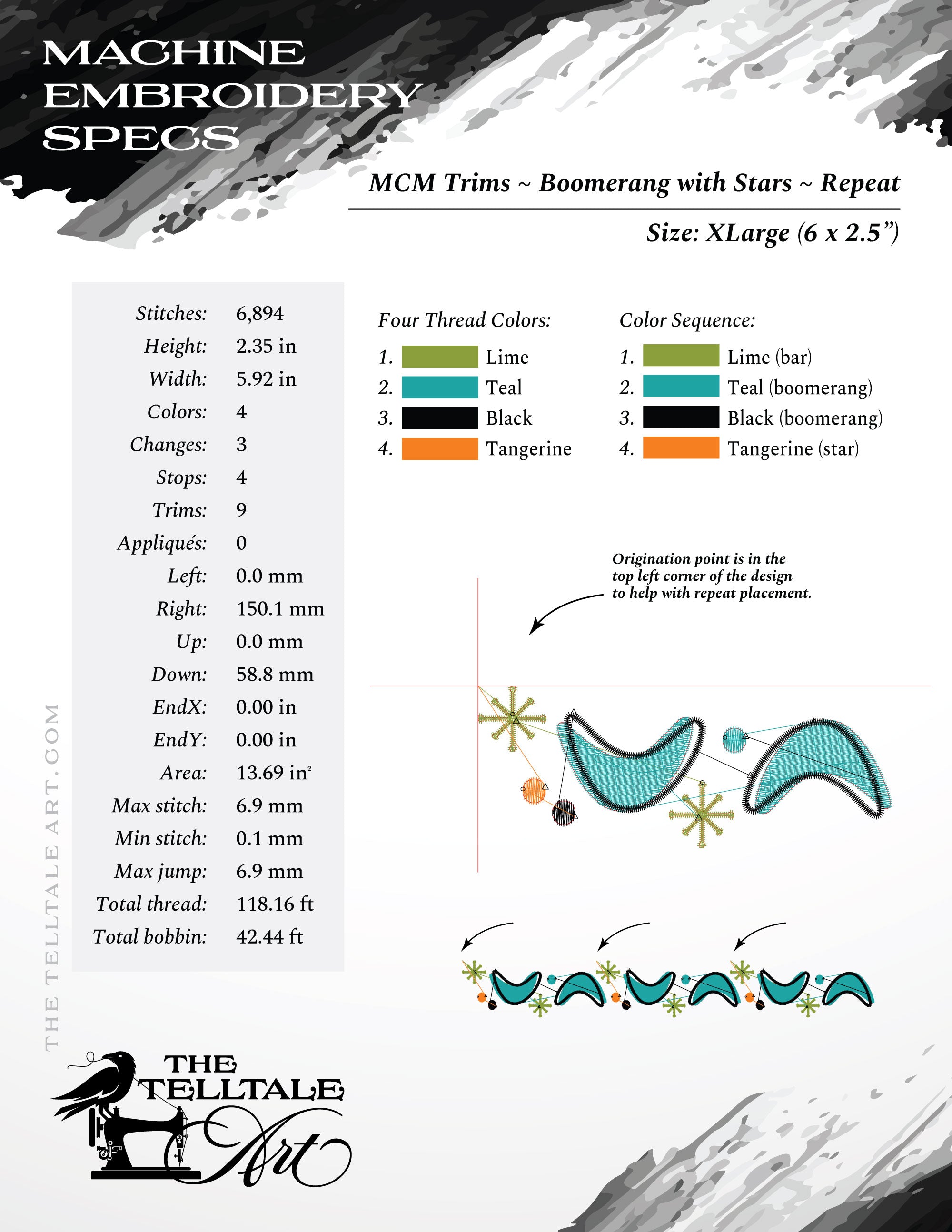 Midcentury Boomerang Trim Set – Borders & Adornments – Multiple Sizes