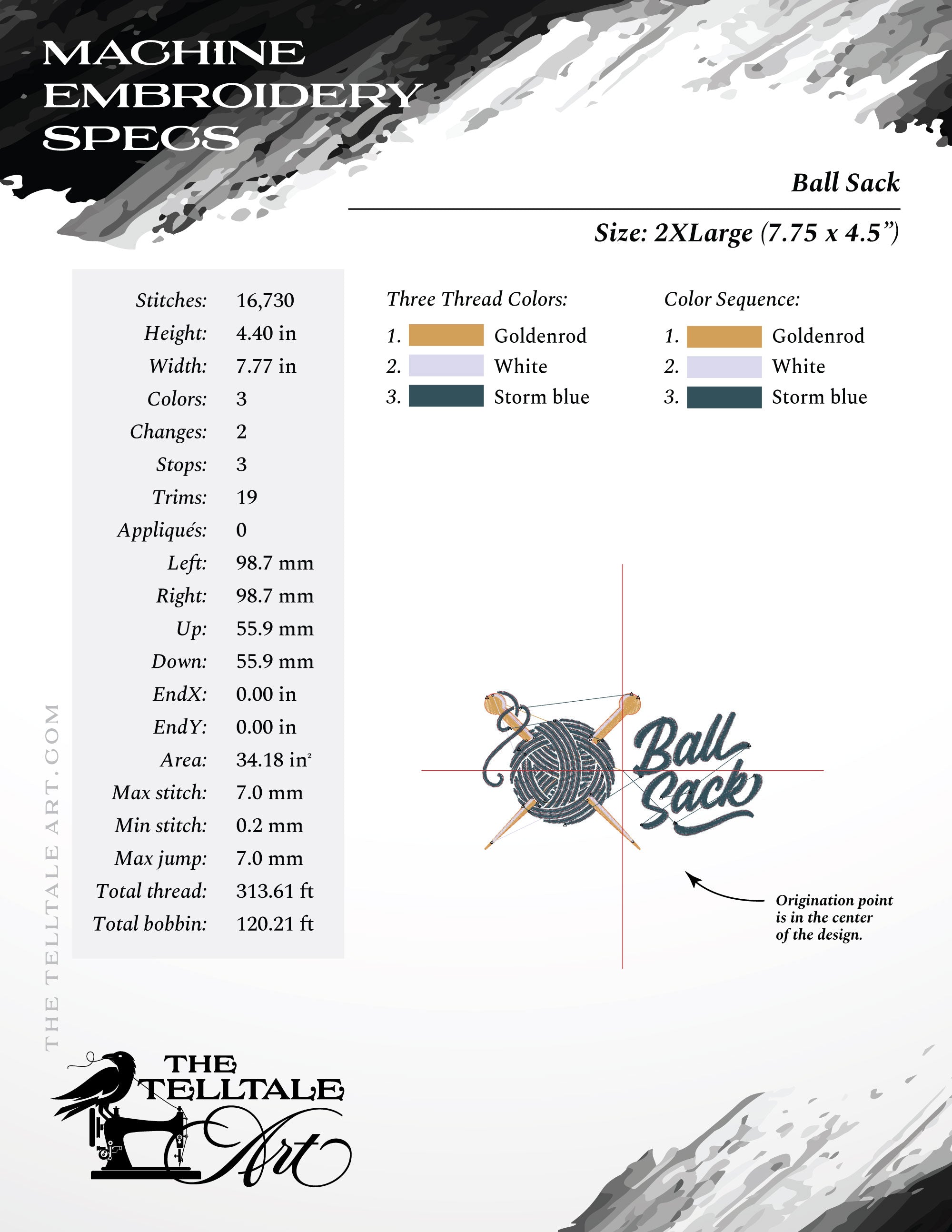 Ball Sack – Funny Yarn Tote Design – Six Sizes 4 to 10 Inch Sizes