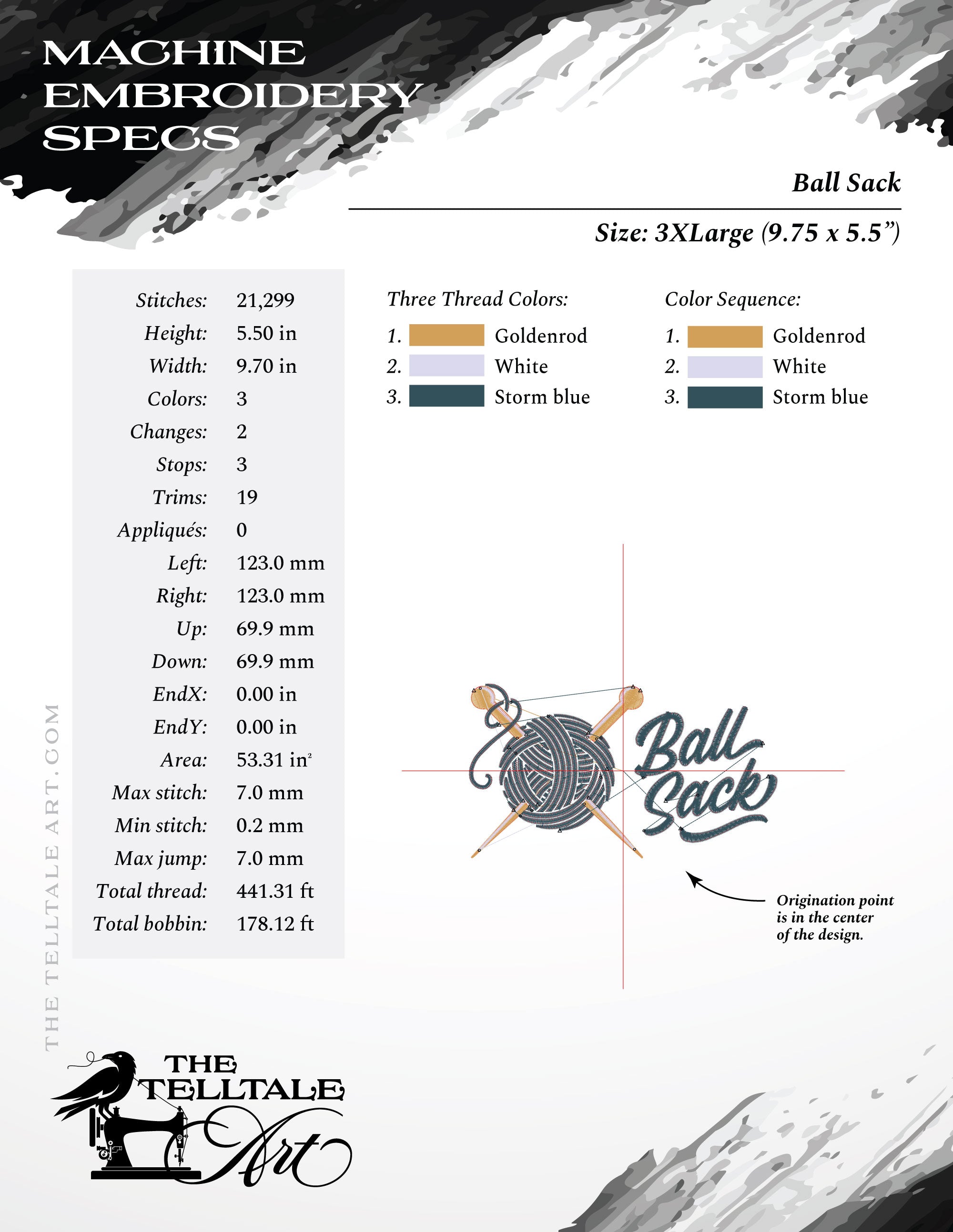 Ball Sack – Funny Yarn Tote Design – Six Sizes 4 to 10 Inch Sizes