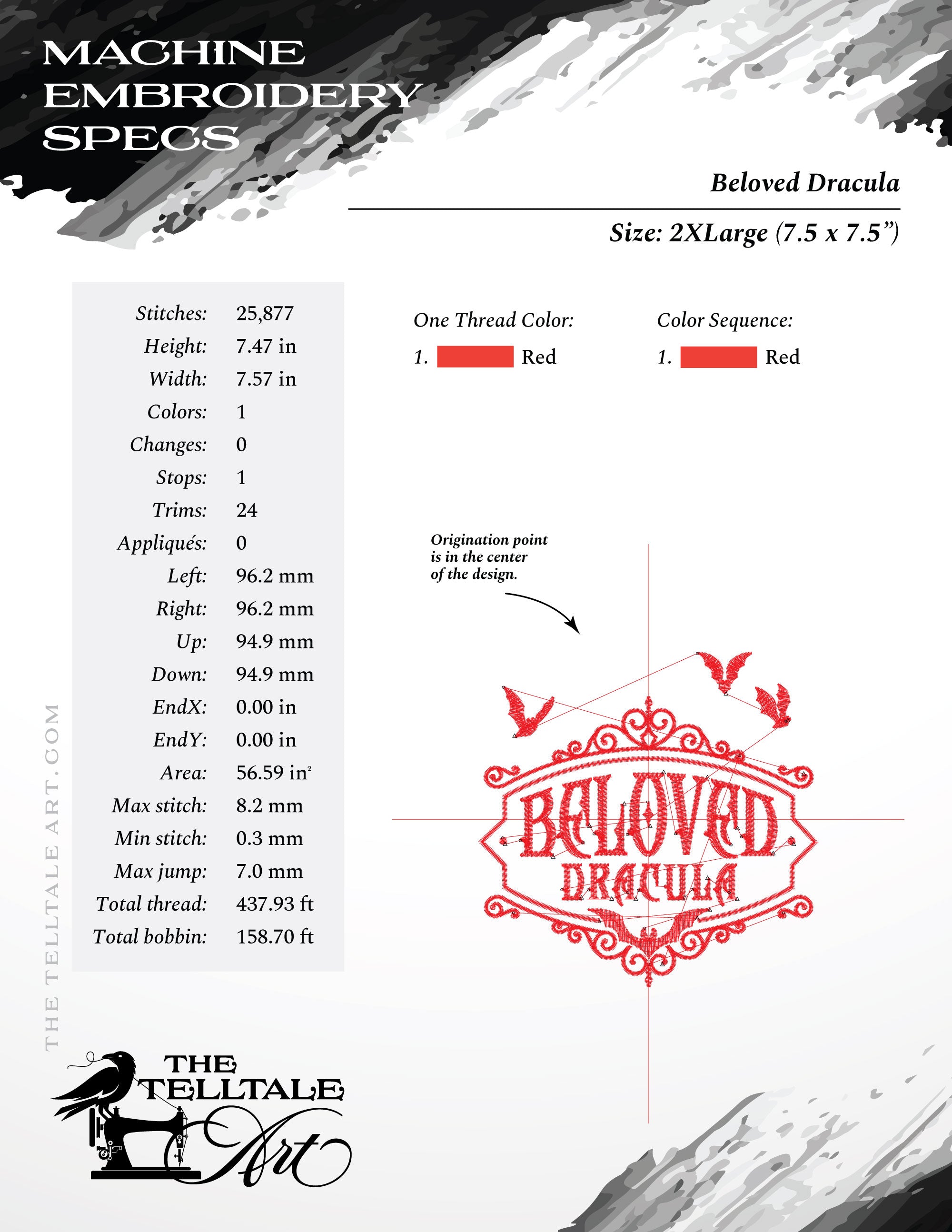 Beloved Dracula – Vintage Gothic Bat Sign – Seven Sizes 4 to 10 Inches – One-Color