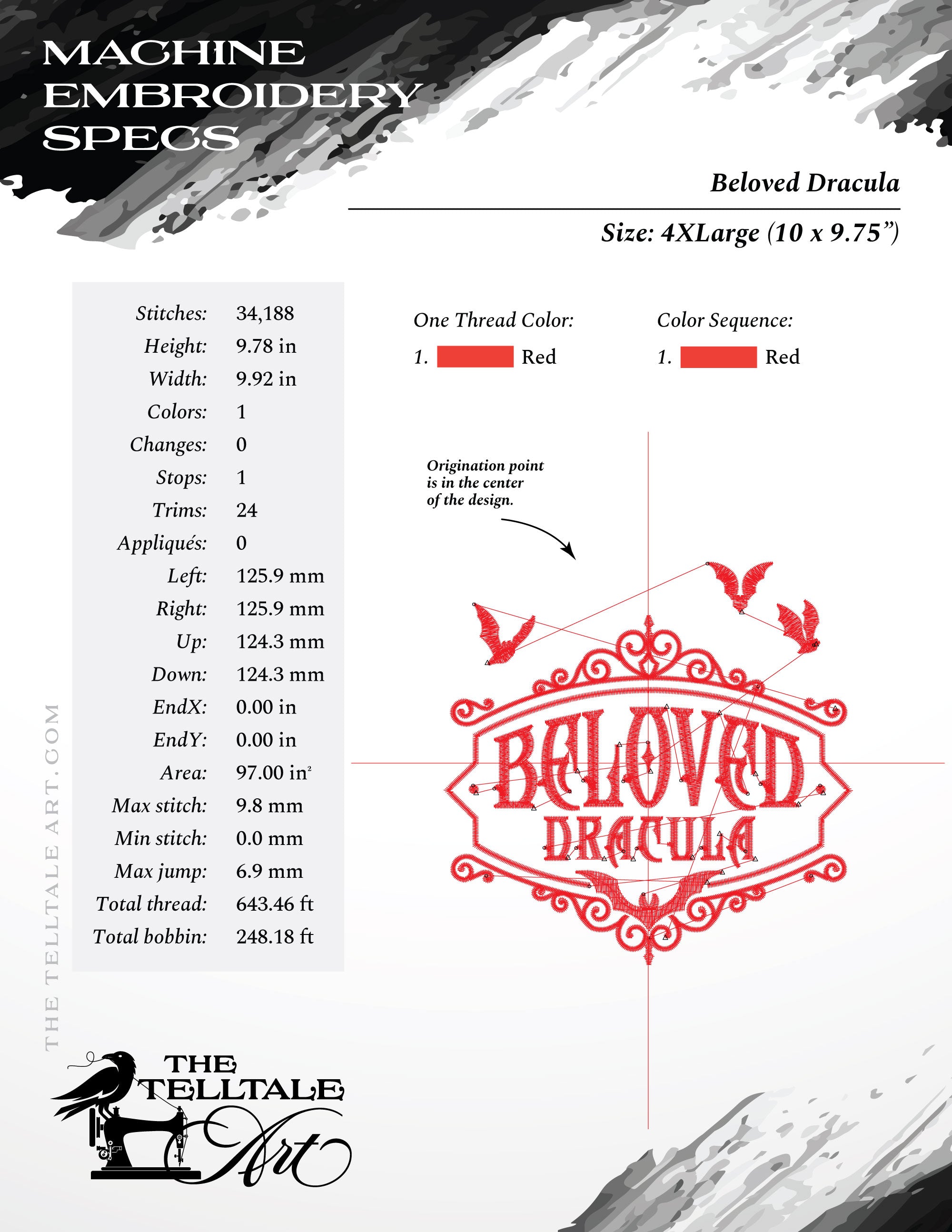 Beloved Dracula – Vintage Gothic Bat Sign – Seven Sizes 4 to 10 Inches – One-Color