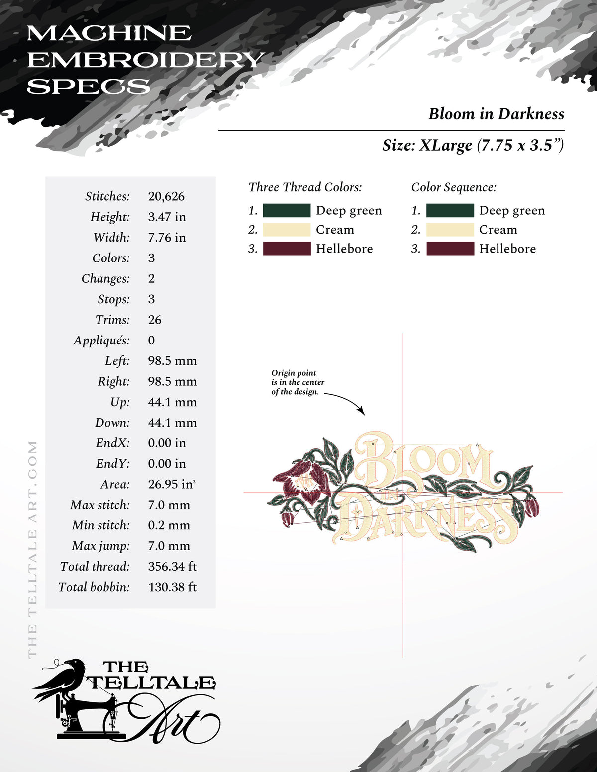 Bloom in Darkness – Gothic Botanical Design – Four Sizes 5 to 8 Inches