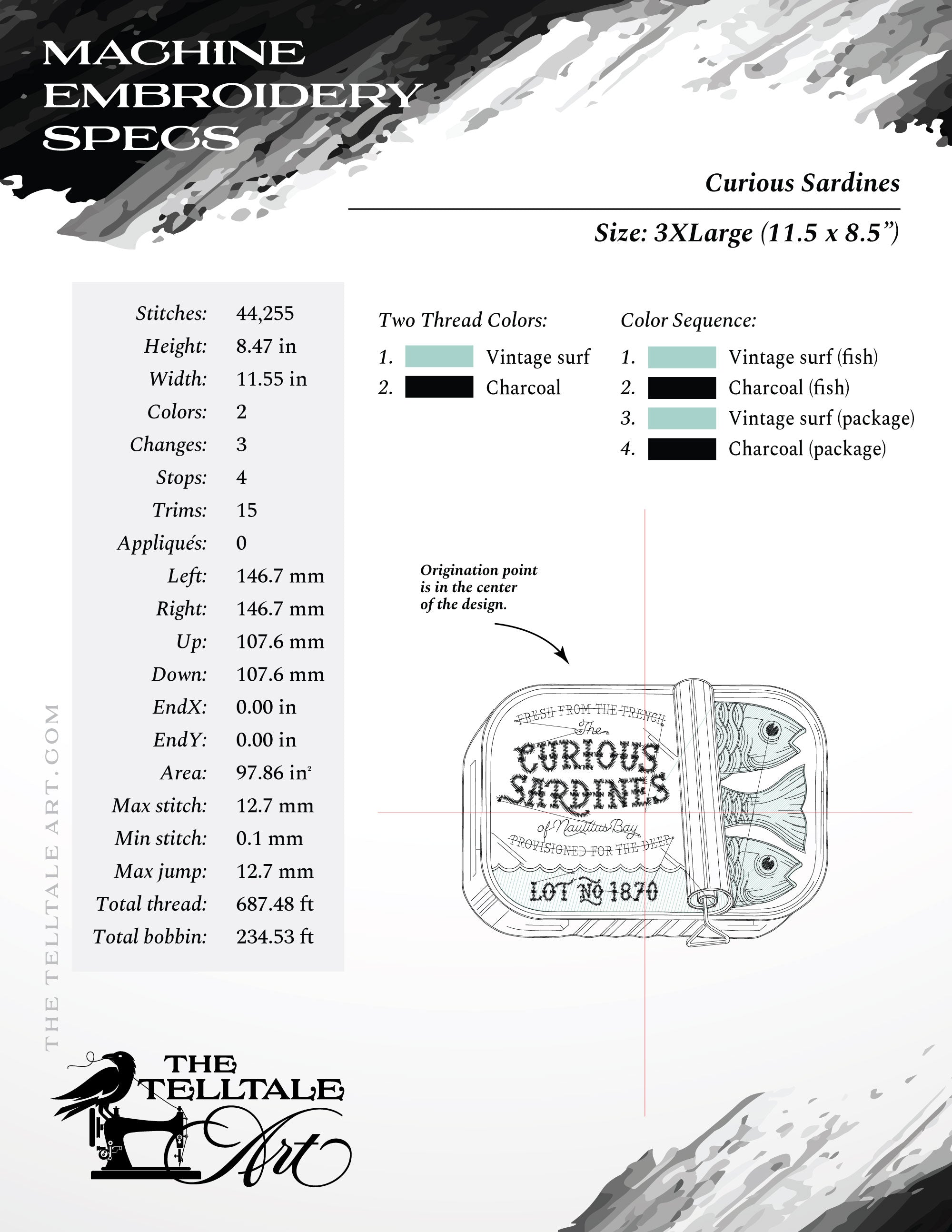 The Curious Sardines of Nautilus Bay – Seven Sizes 5 to 12 Inches – Vintage Engraving Style