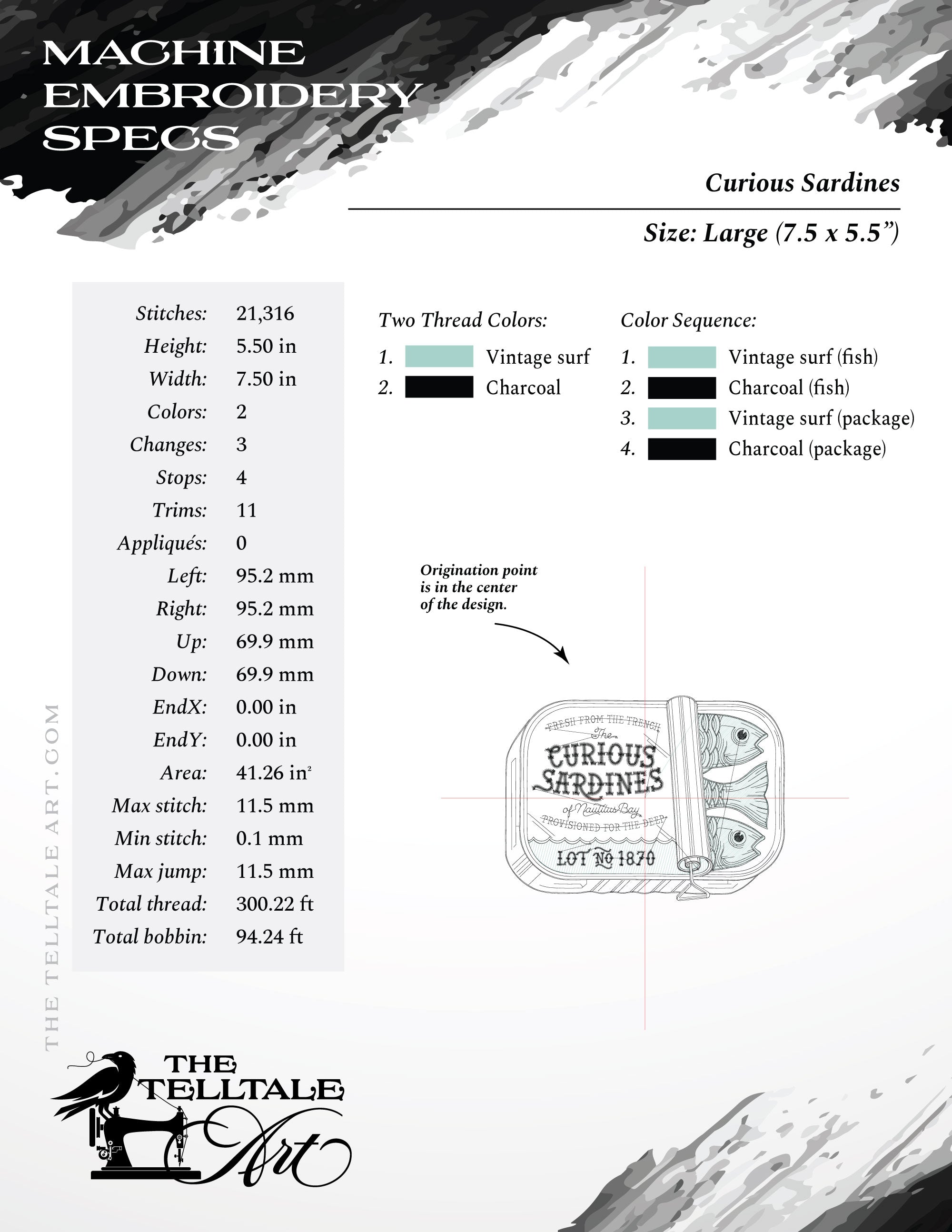 The Curious Sardines of Nautilus Bay – Seven Sizes 5 to 12 Inches – Vintage Engraving Style